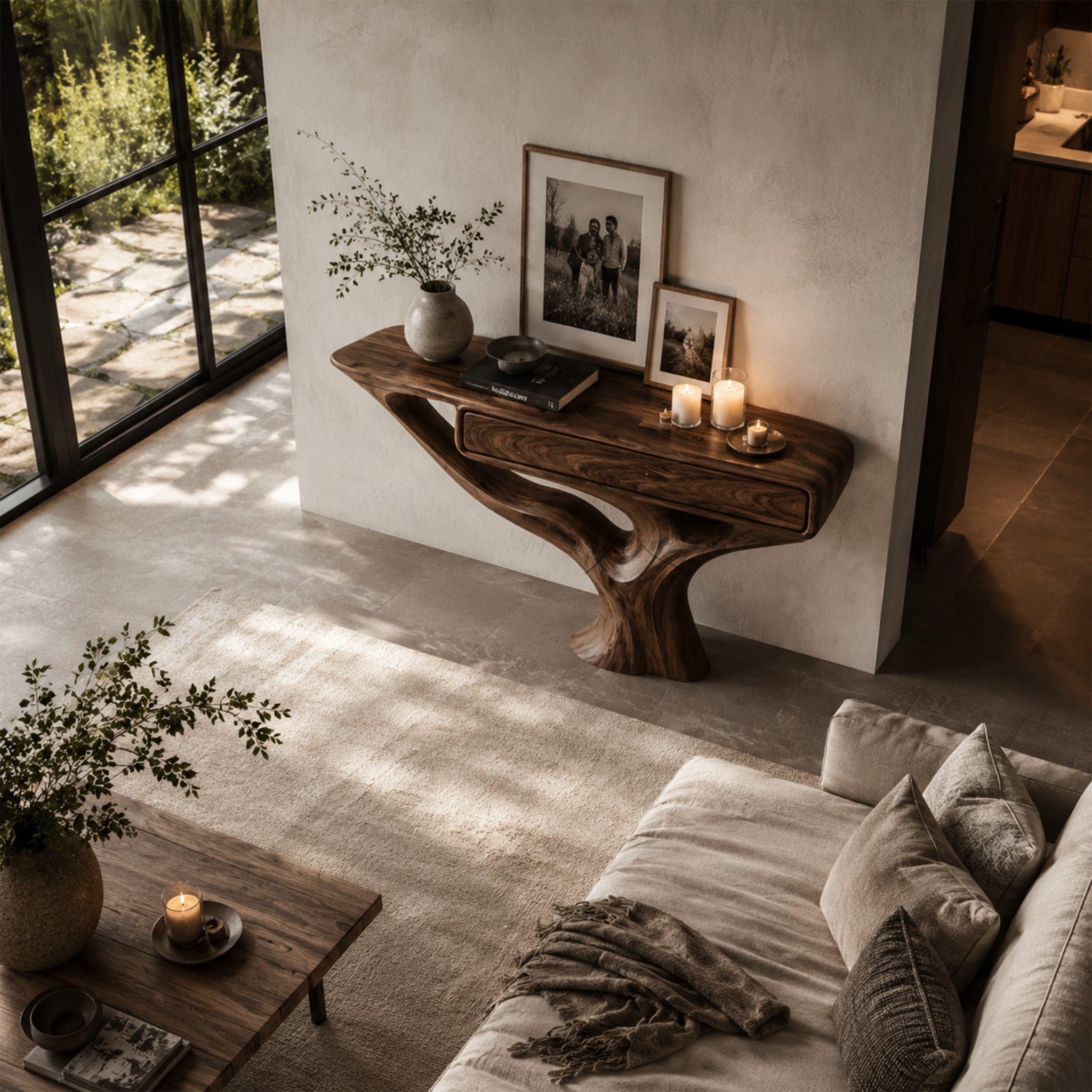 Modern Console Table With Storage Cabinet For Living Room