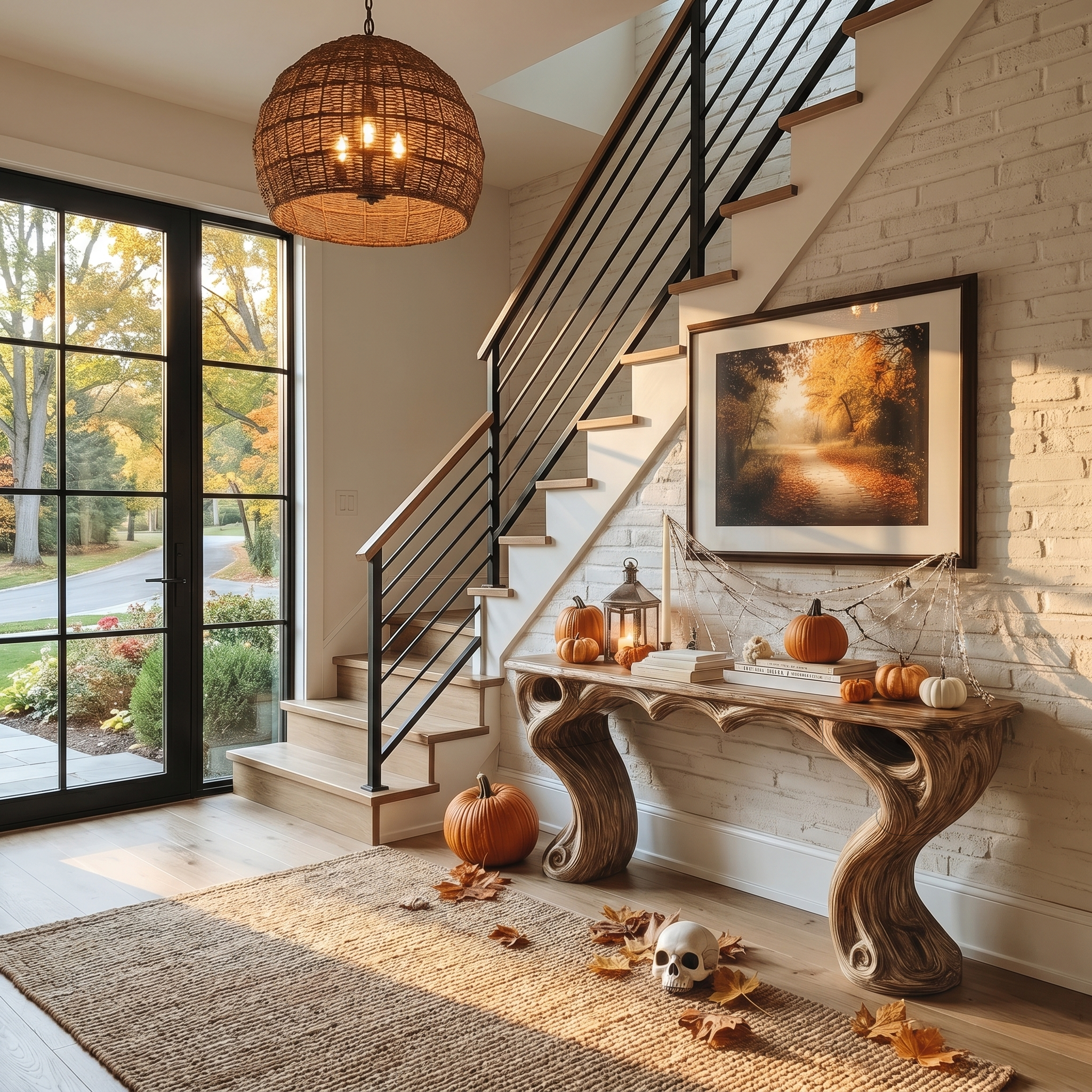 Organic Console Table With Hidden Drawers For Entryway Living Room And Hallway