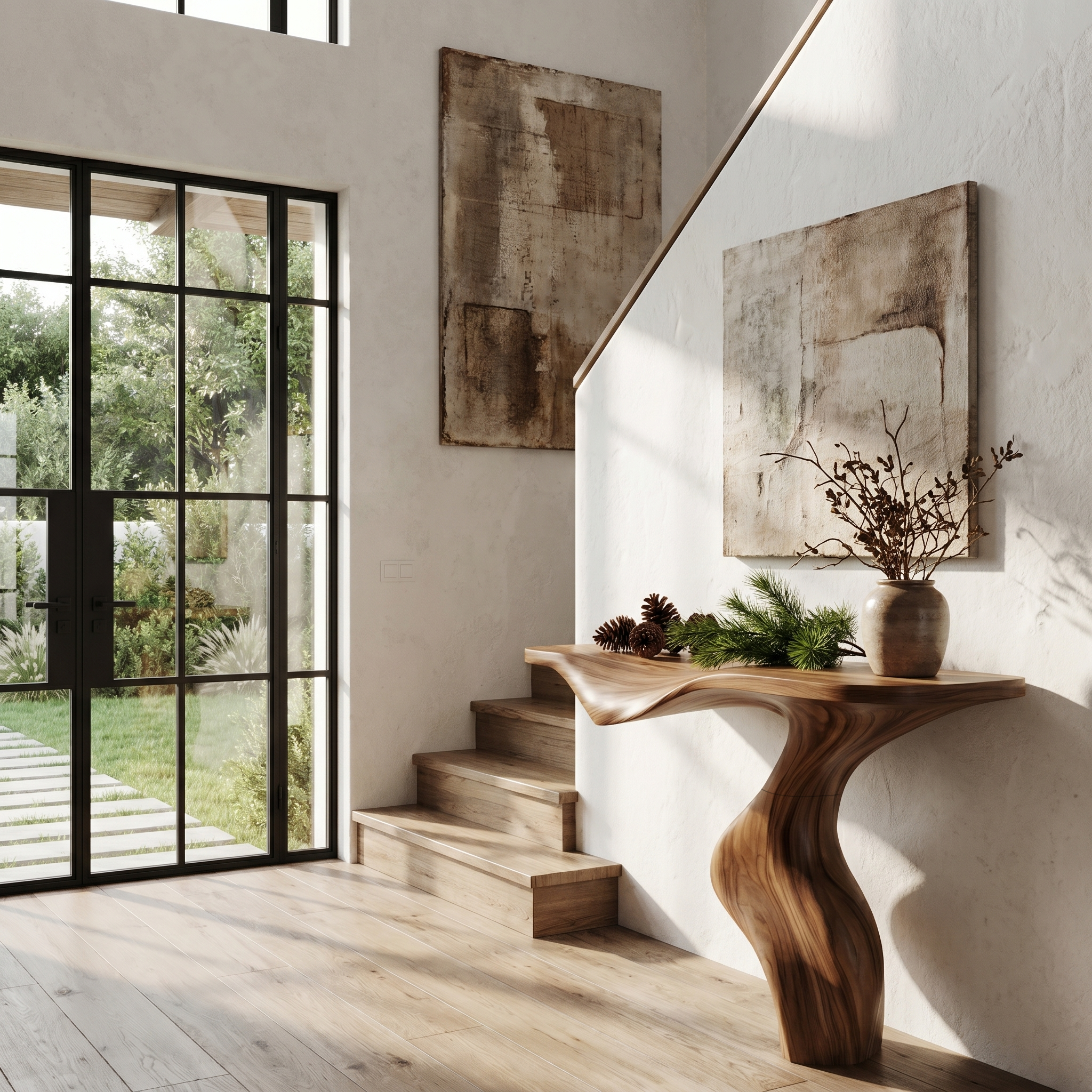 Modern Console Table With Statement Sculptural Base For Living Room