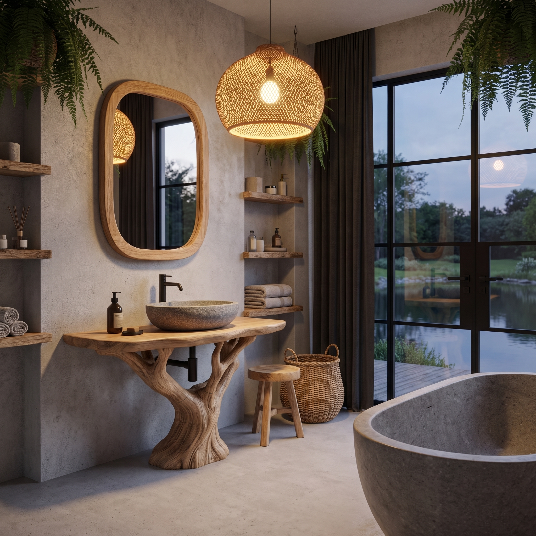 Rustic Live Edge Bathroom Vanity With Natural Wood Base For Bathroom