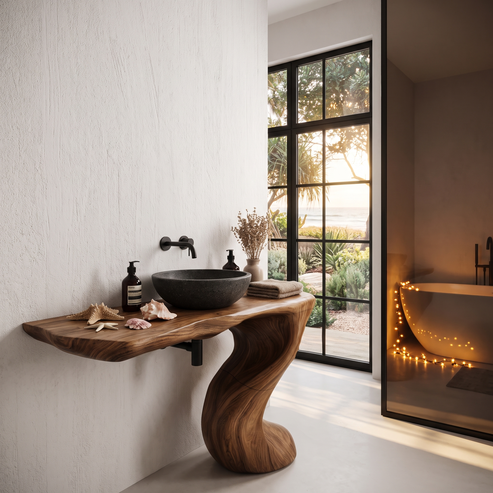 Organic Modern Bathroom Vanity With Tree Root Inspired Design For Powder Room