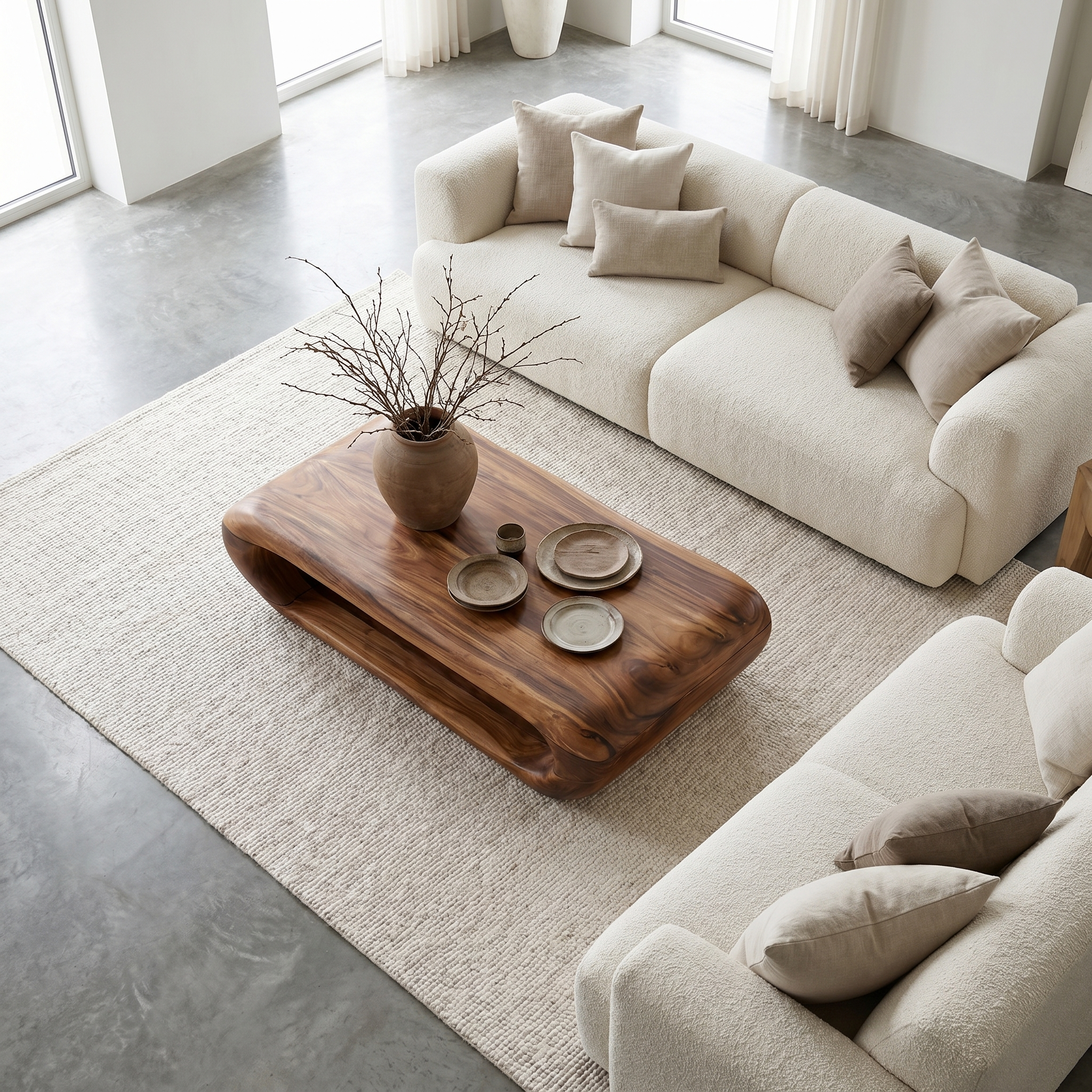 Organic Coffee Table With Open Storage For Living Room