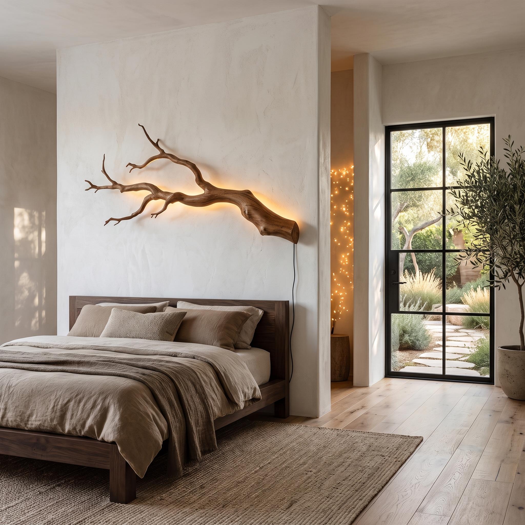 Organic Wall Lamp With Sculptural Tree Branch Design For Living Room