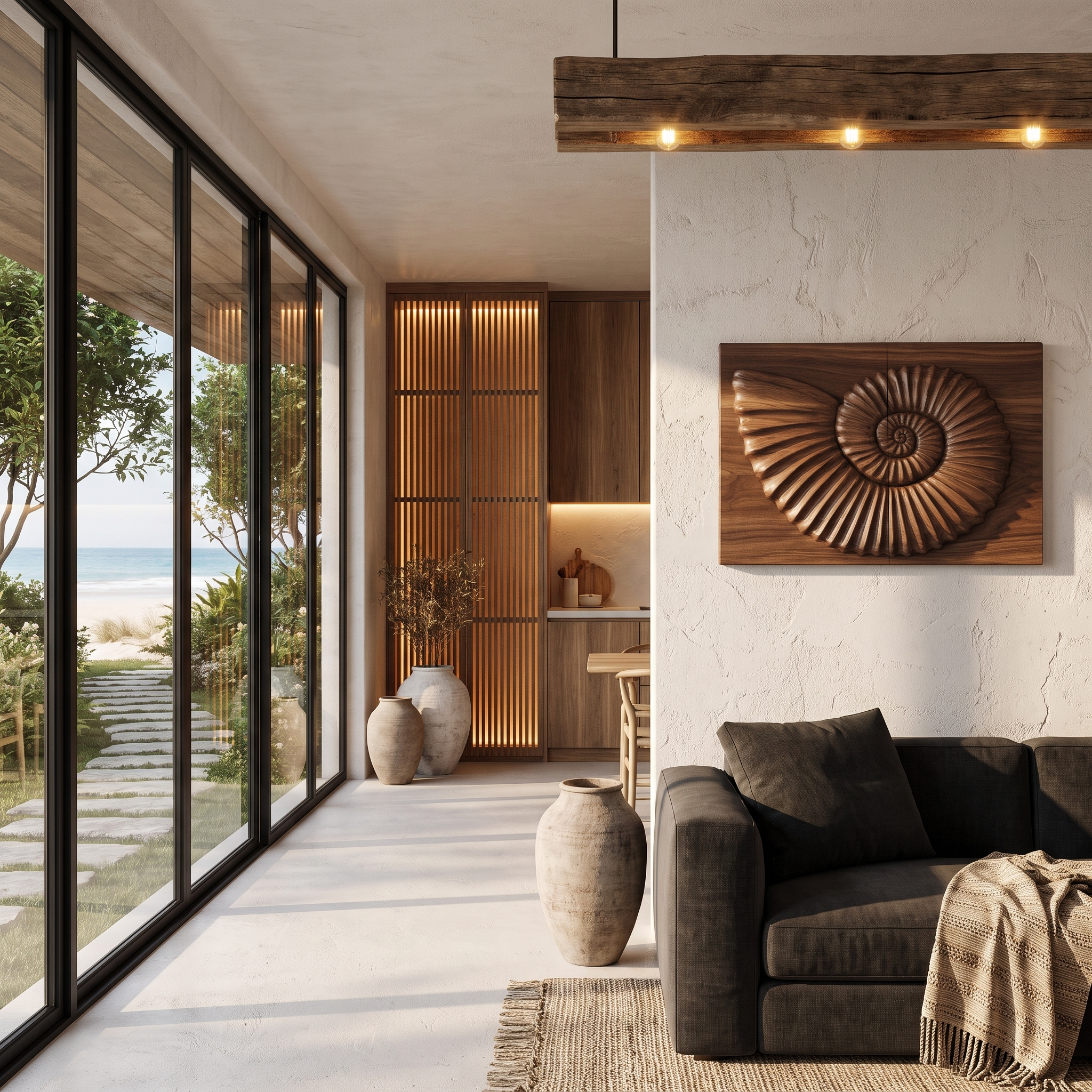 Modern Ammonite Fossil Decorative Wall Panel For Living Room