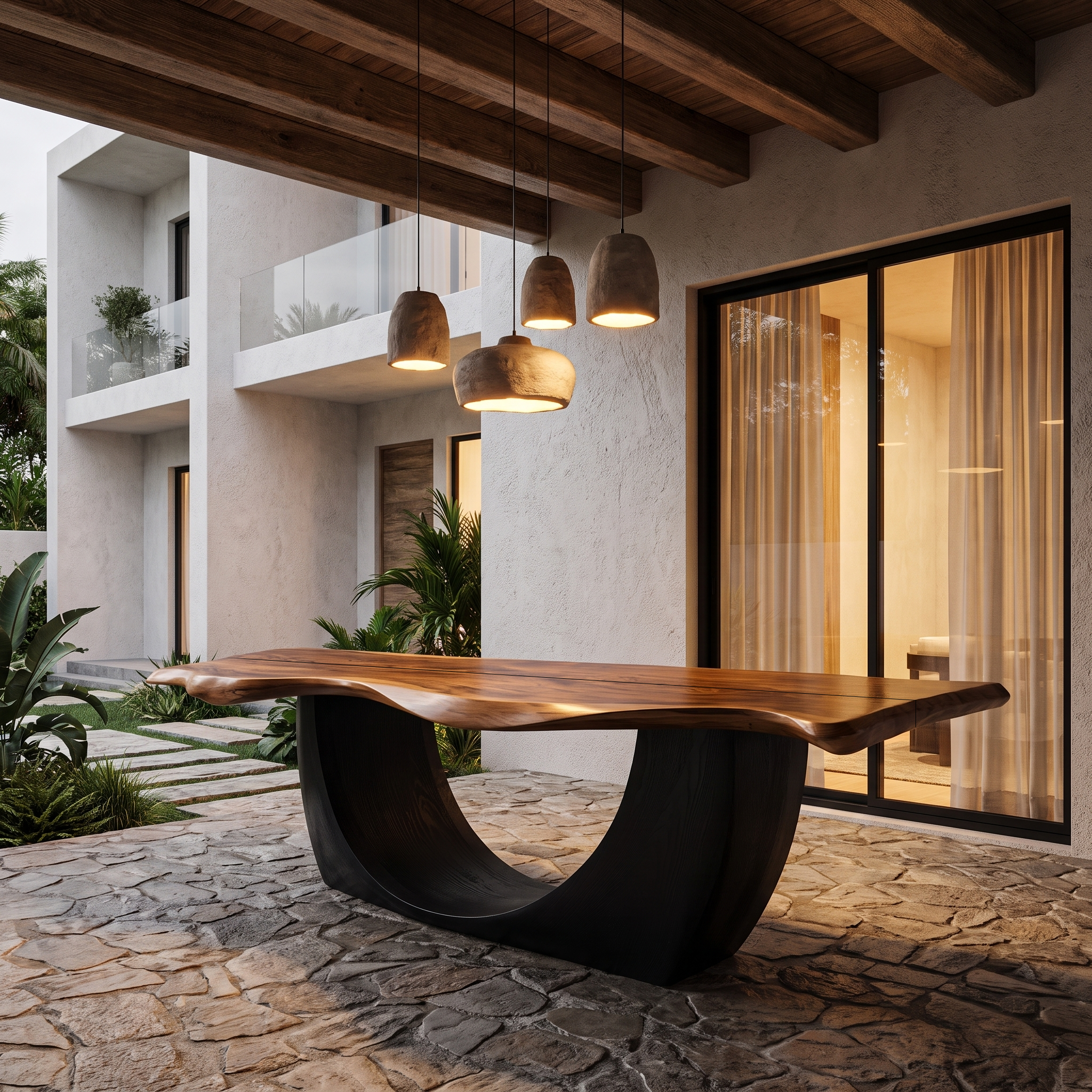 Modern Sculptural Dining Table Live Edge Wood Table For Dining Room