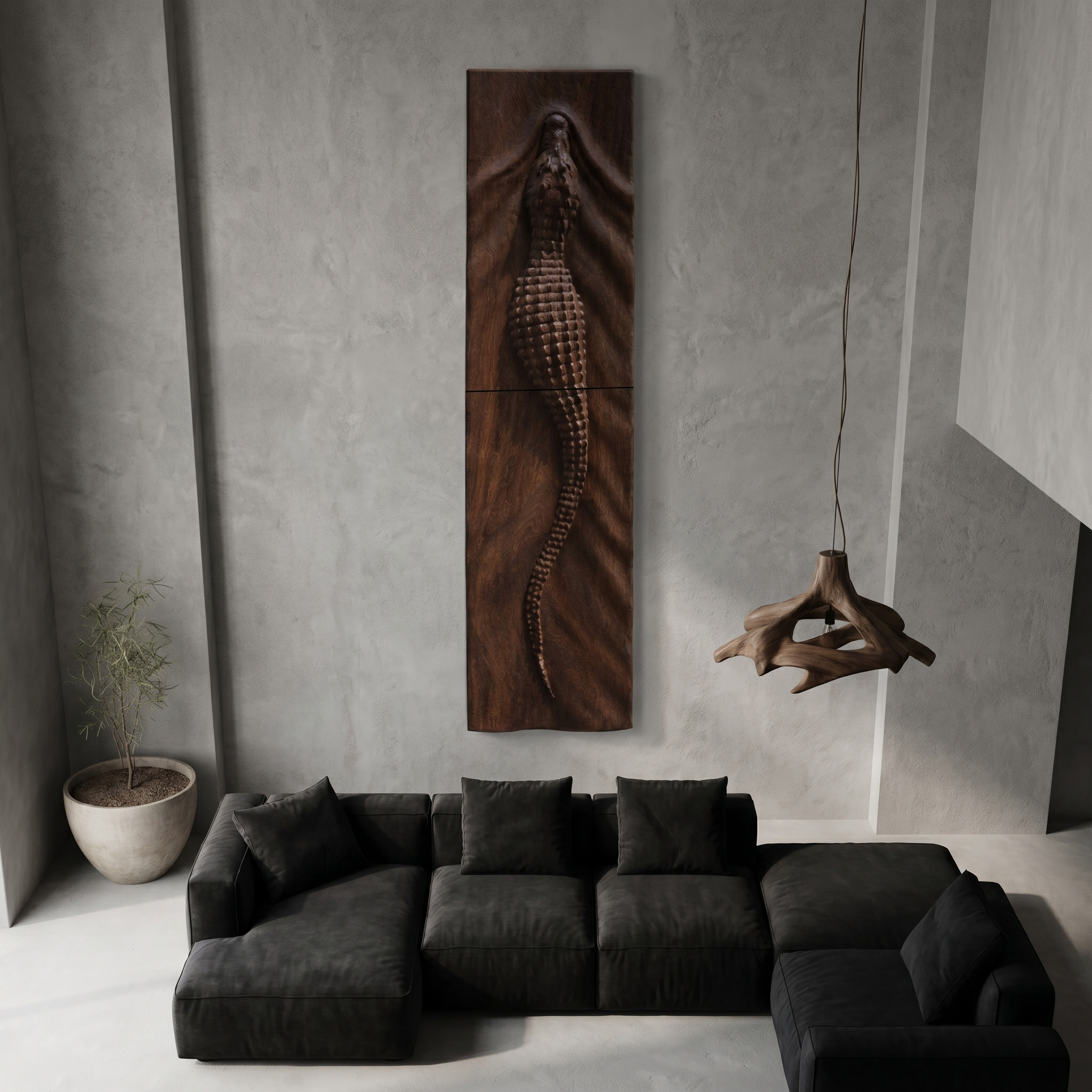 Abstract Wooden Wall Art Panel With Sculptural Organic Relief Design For Living Room And Entryway