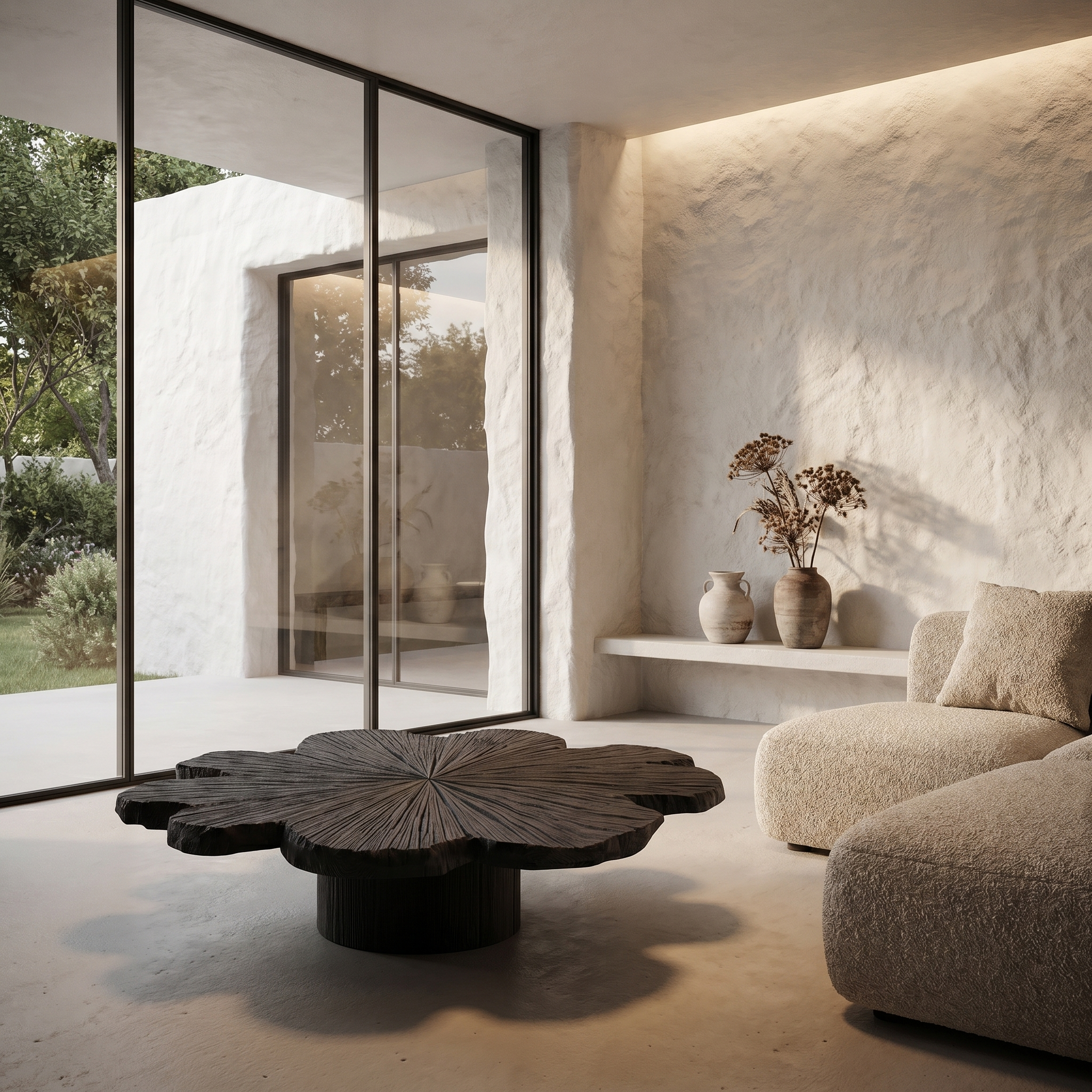 Modern Coffee Table With Sculptural Petal Inspired Design For Living Room