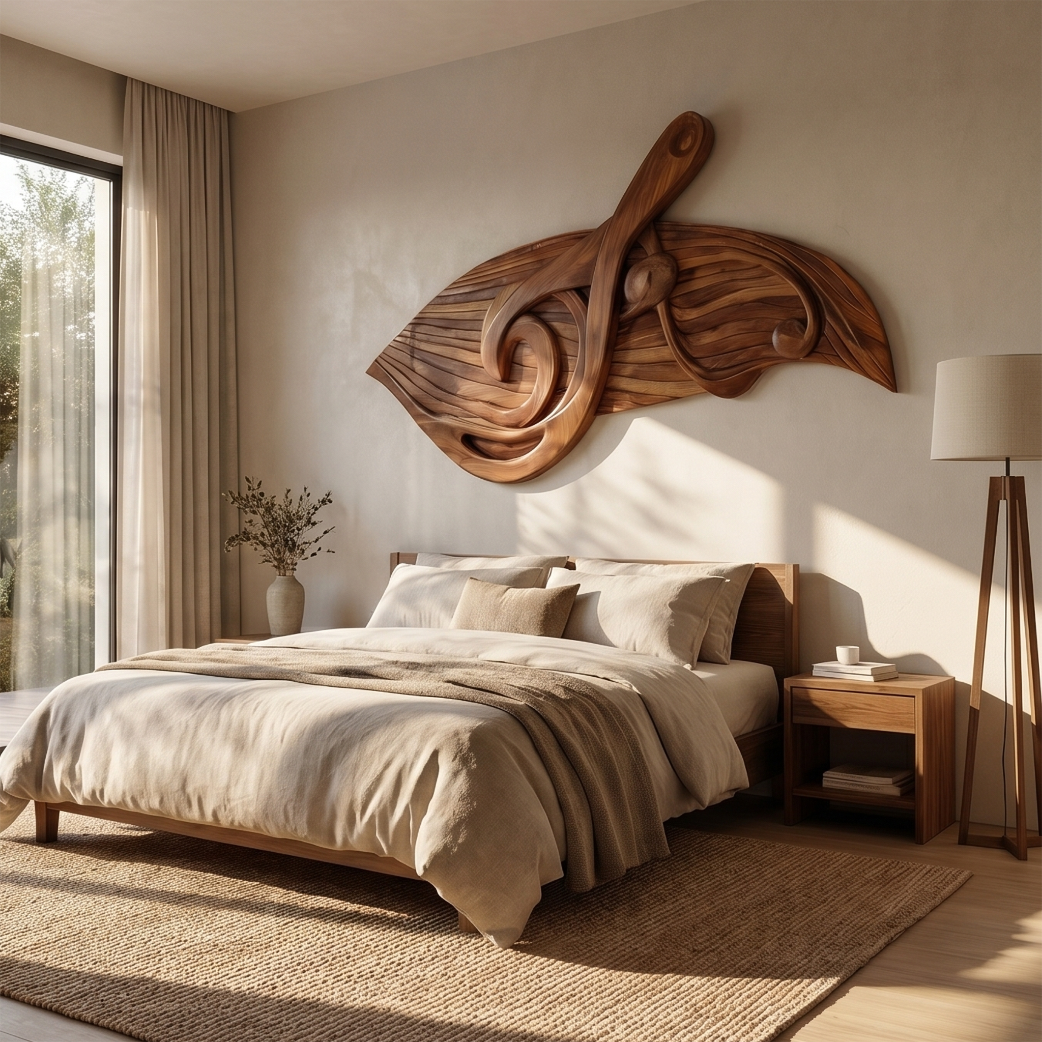 Organic Music Note Wall Art With Guitar Motif For Living Room