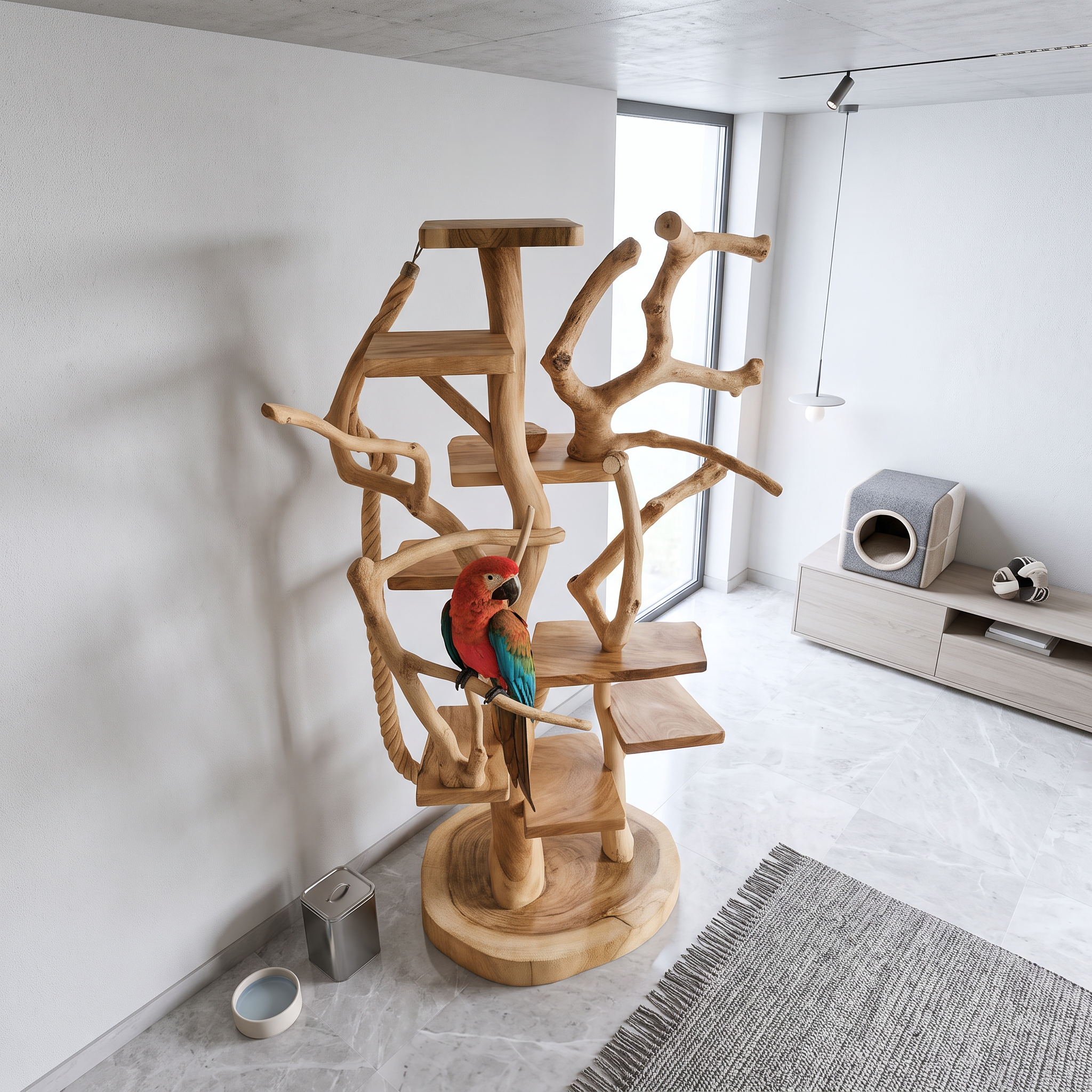 Natural Tree Parrot Stand For Living Room And Bird Room