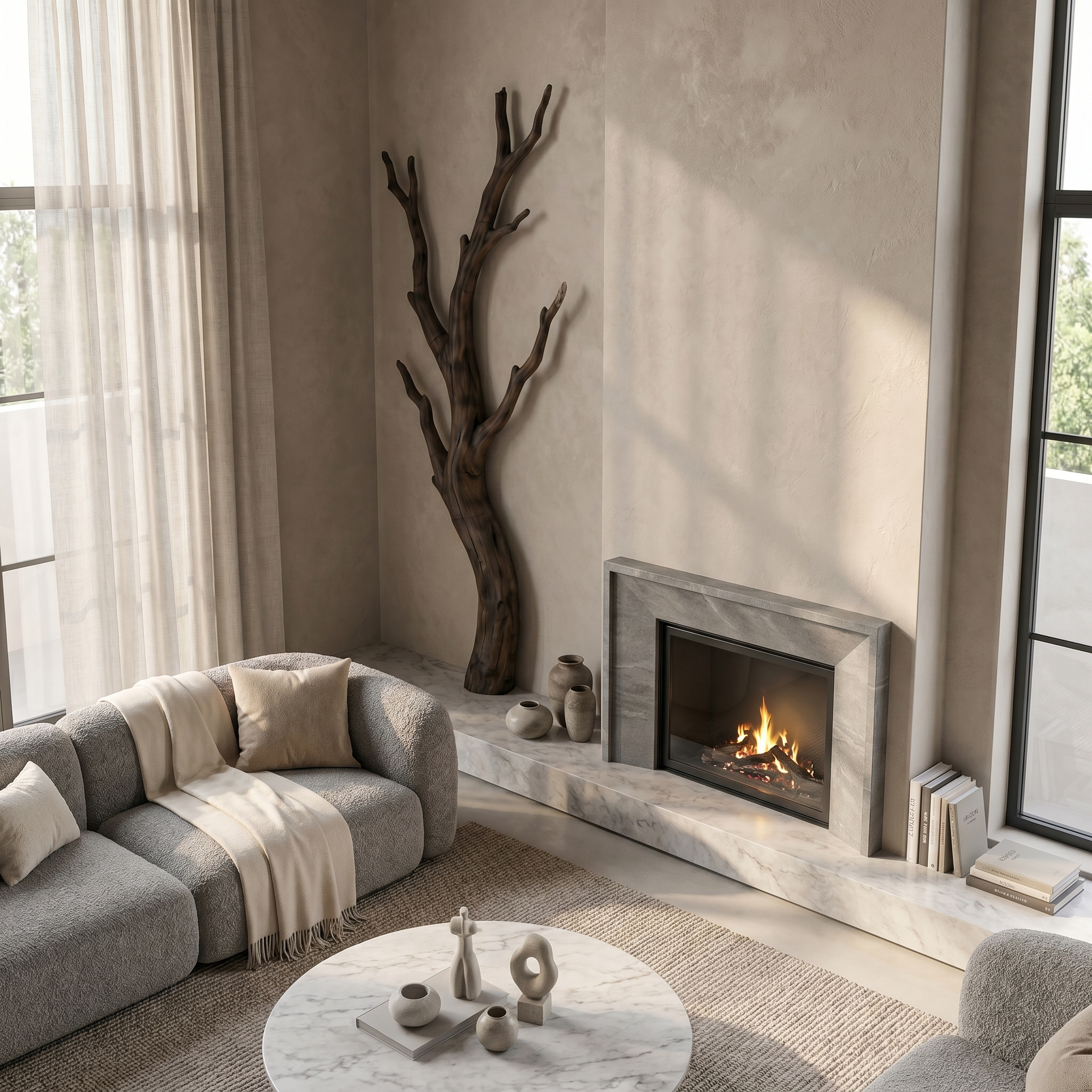 Organic Modern Branch Wall Art For Living Room