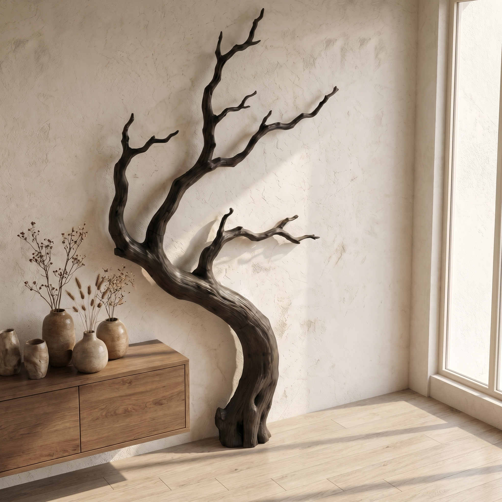 Rustic Wall Decor Tree Branch Design For Living Room