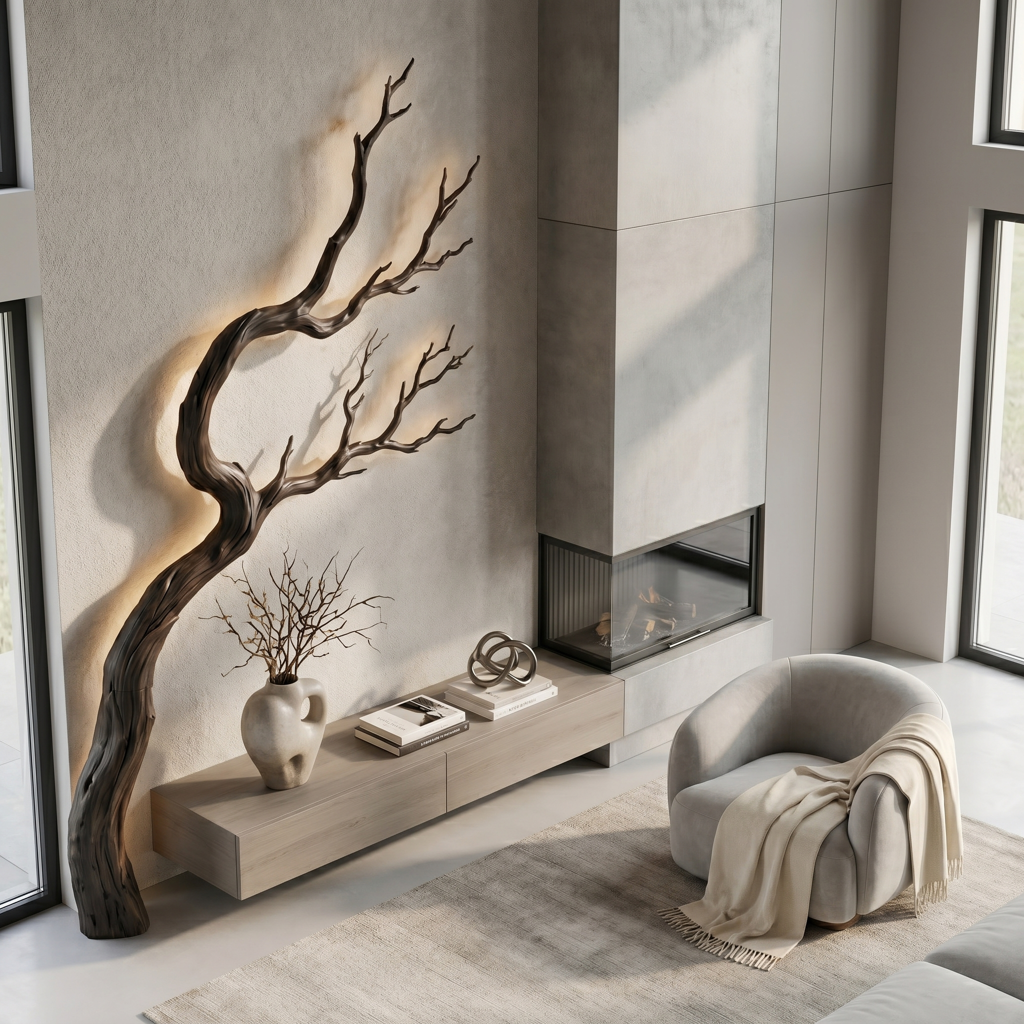 Organic Wall Decor Sculptural Tree For Living Room