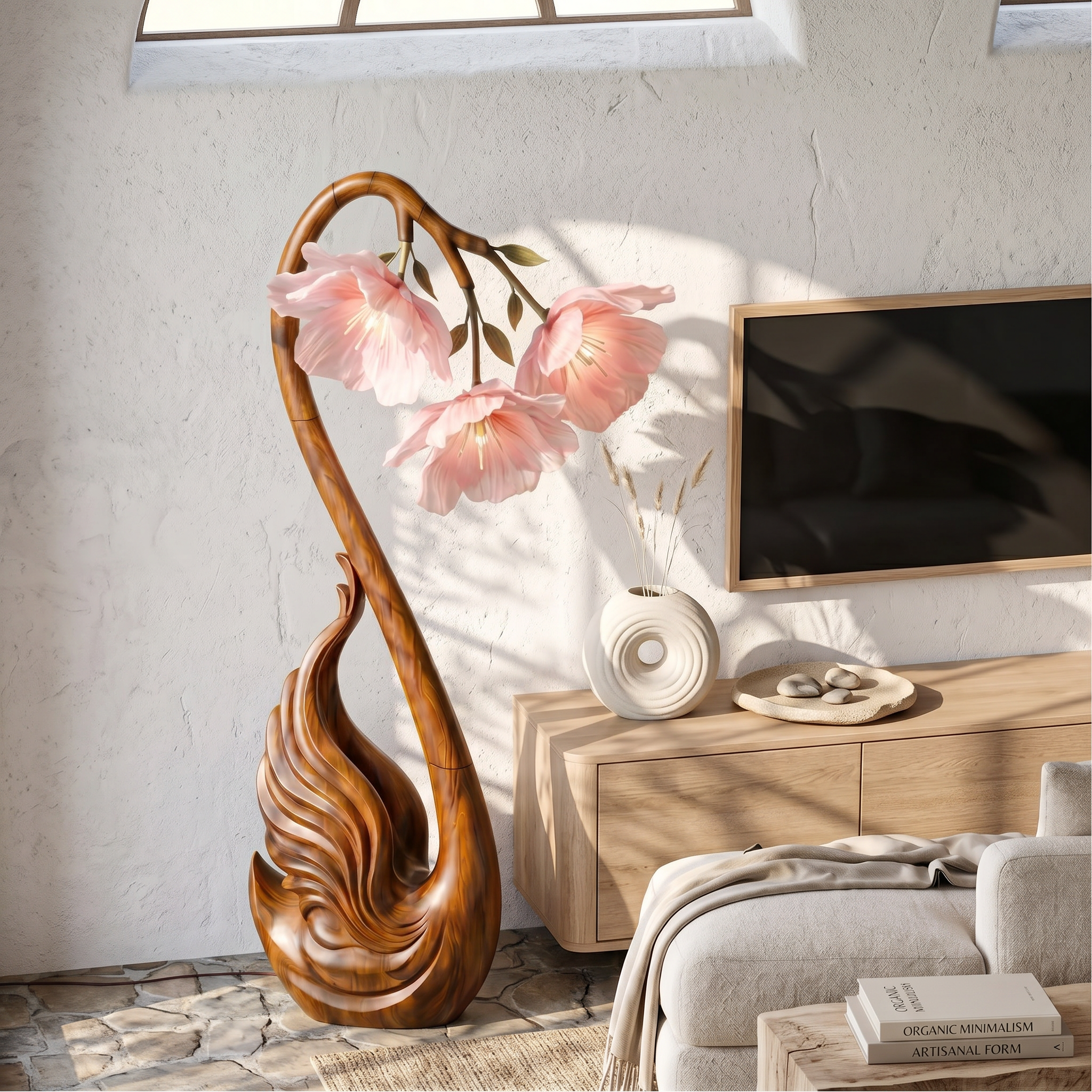Modern Floor Lamp Sculptural Flower Design For Living Room
