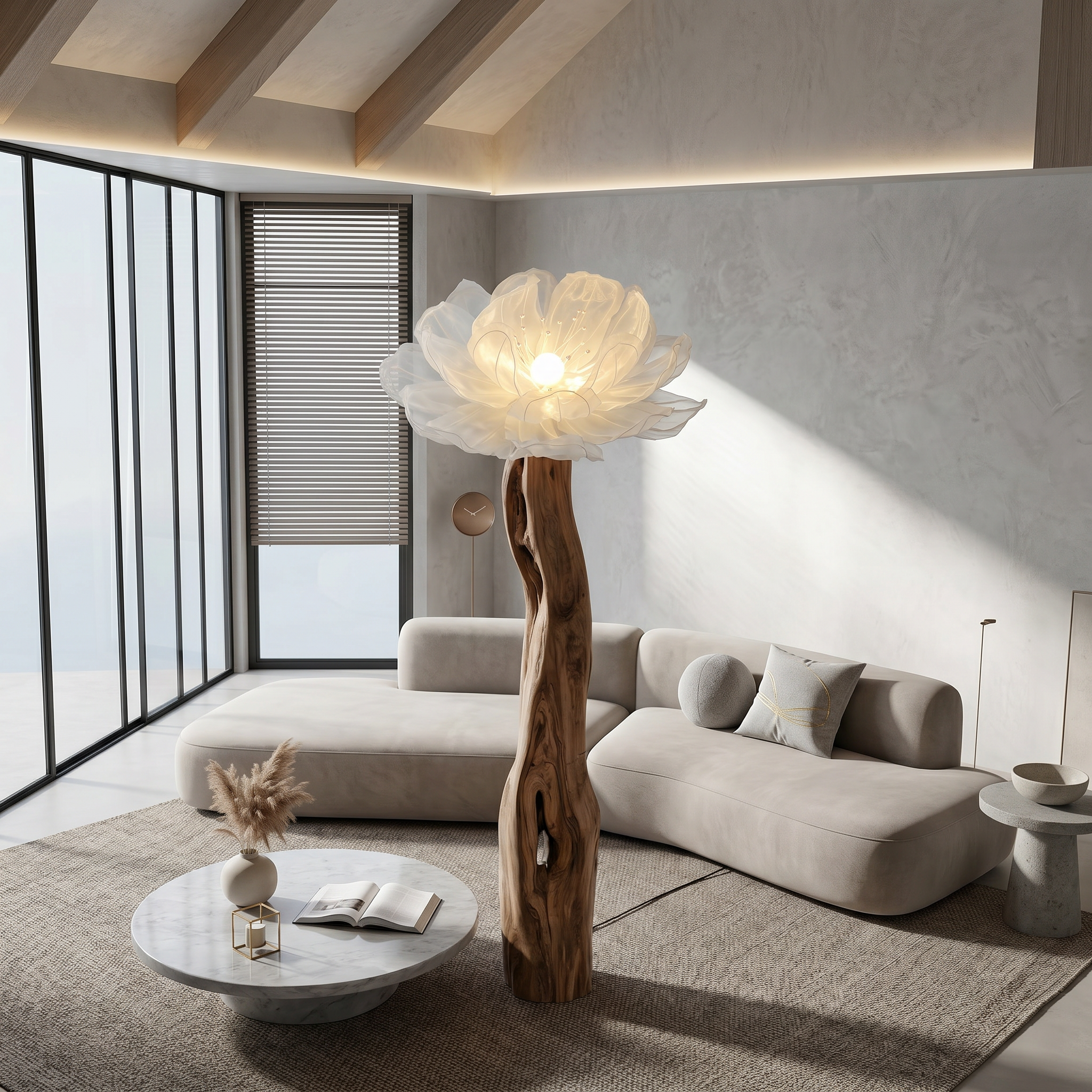 Artistic Floor Lamp Sculptural Flower Arrangement For Living Room