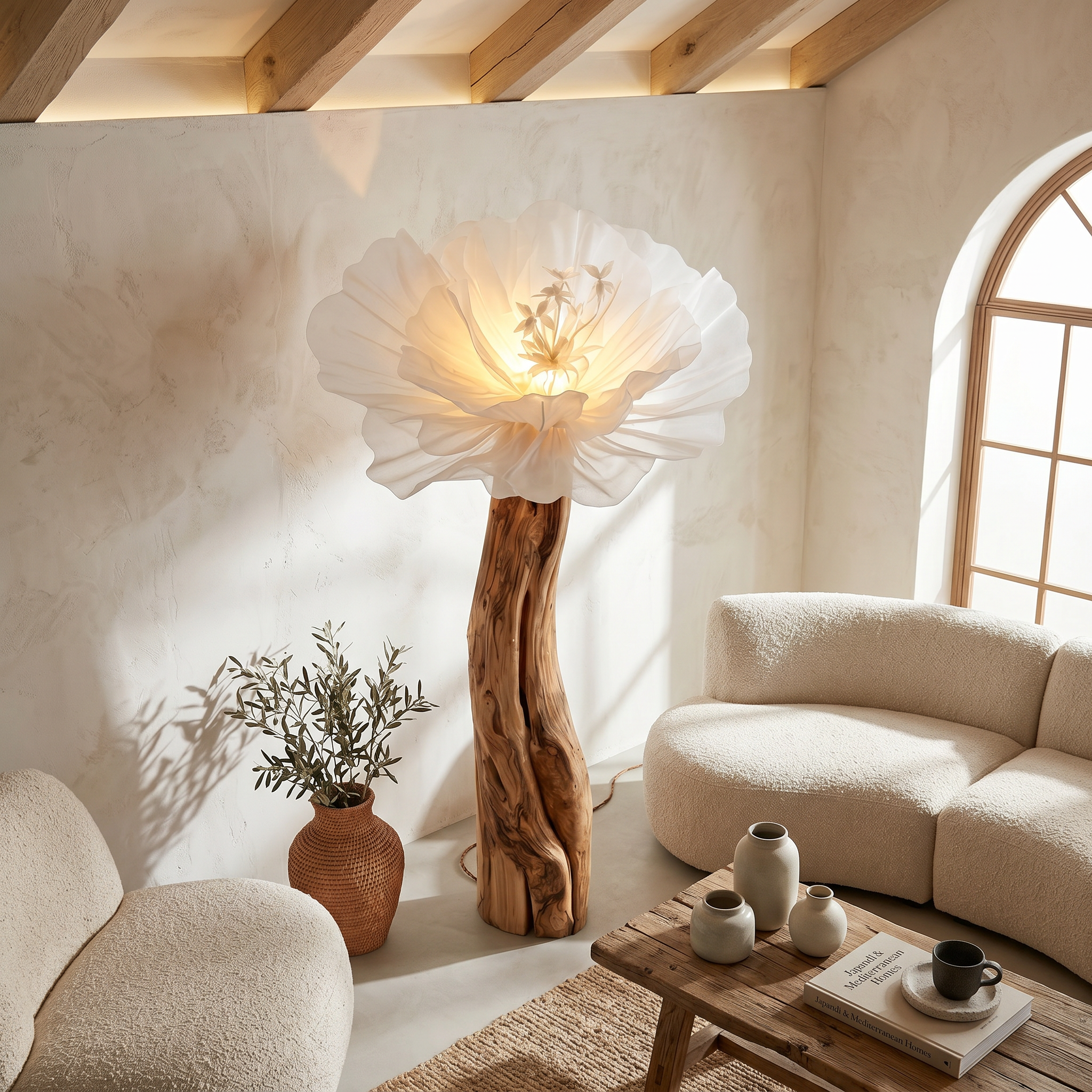 Statement Floor Lamp Nature Inspired Flower Sculpture For Living Room