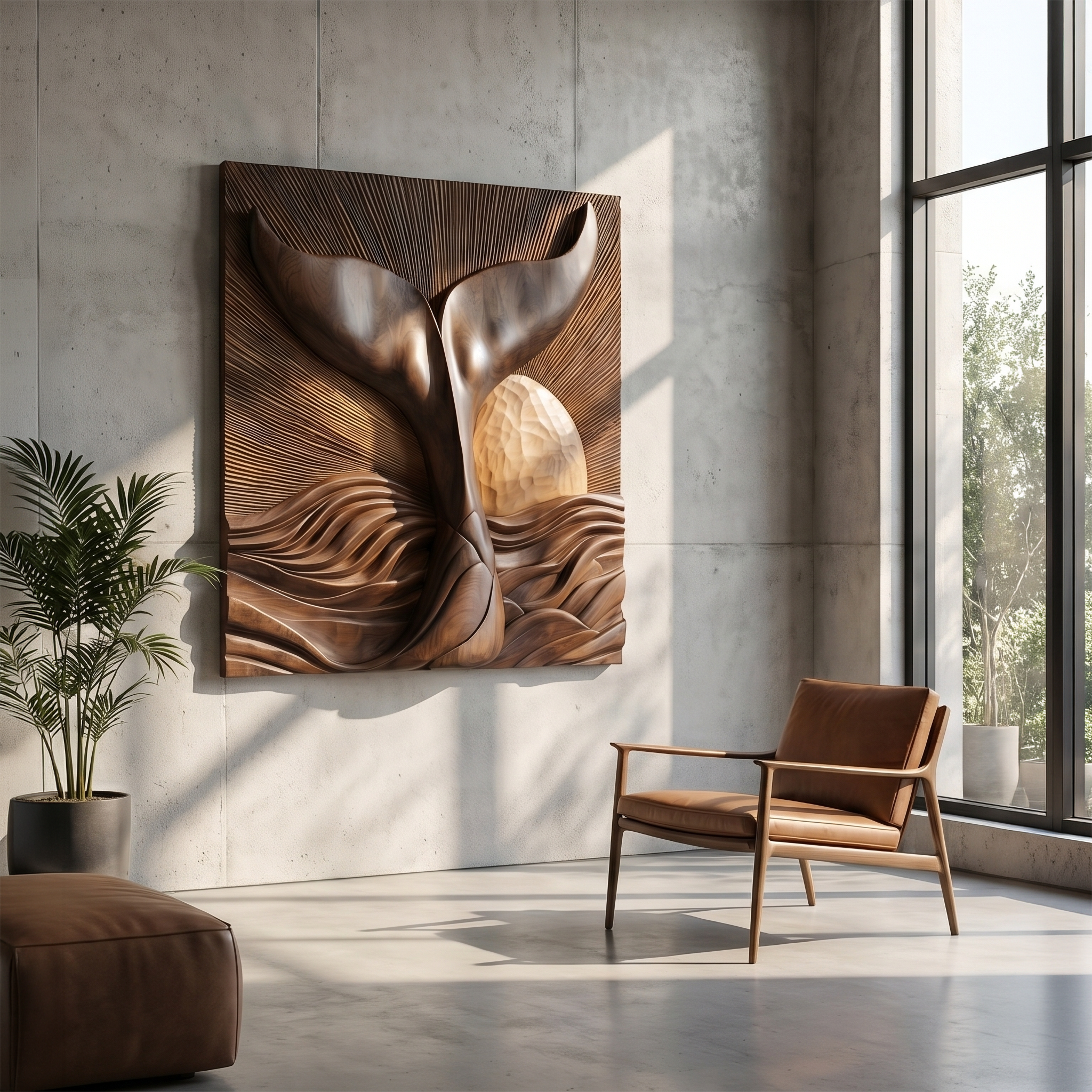 Abstract Botanical Wall Art Panel For Living Room And Entryway