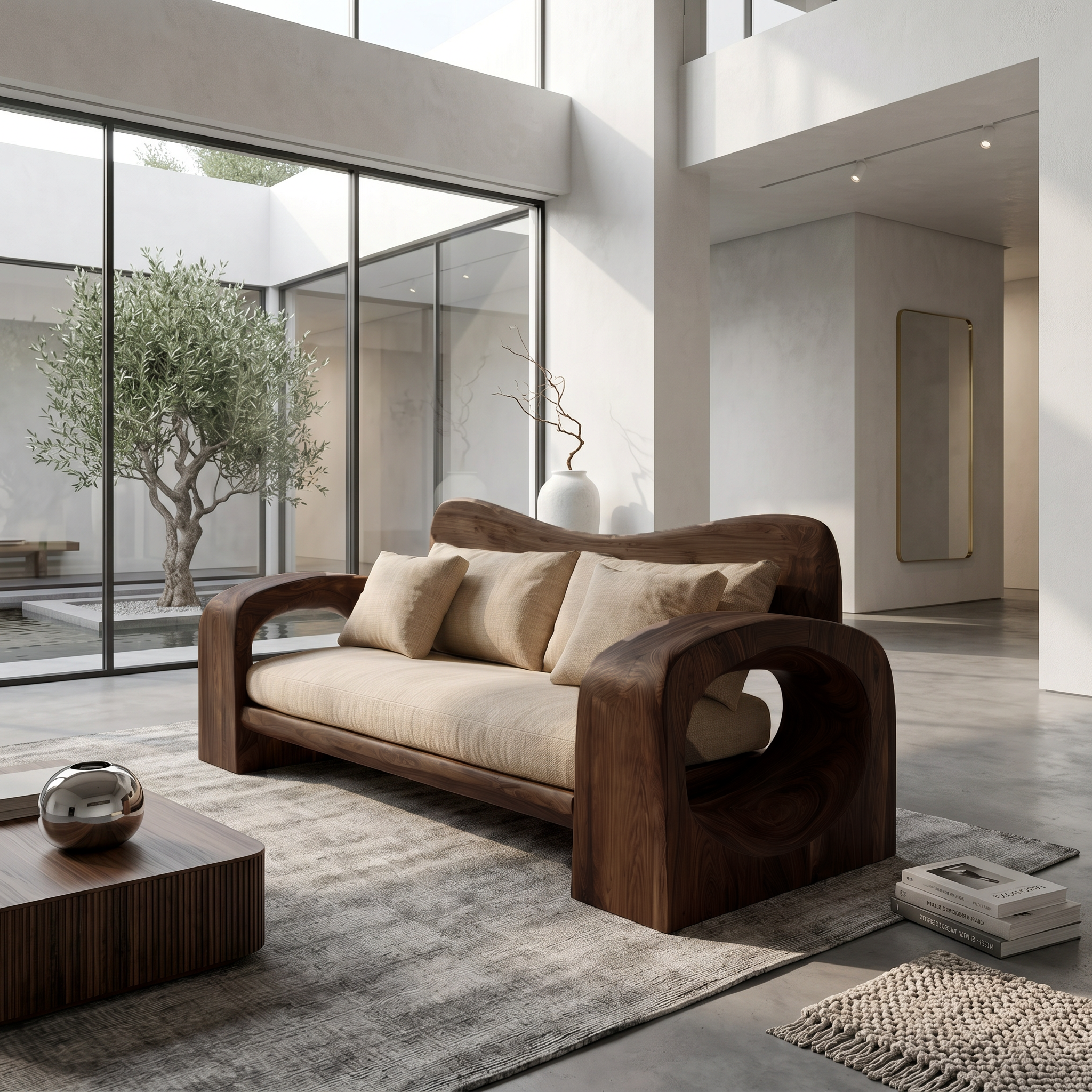 Organic Sofa Frame With Handcrafted Solid Wood Structure For Living Room