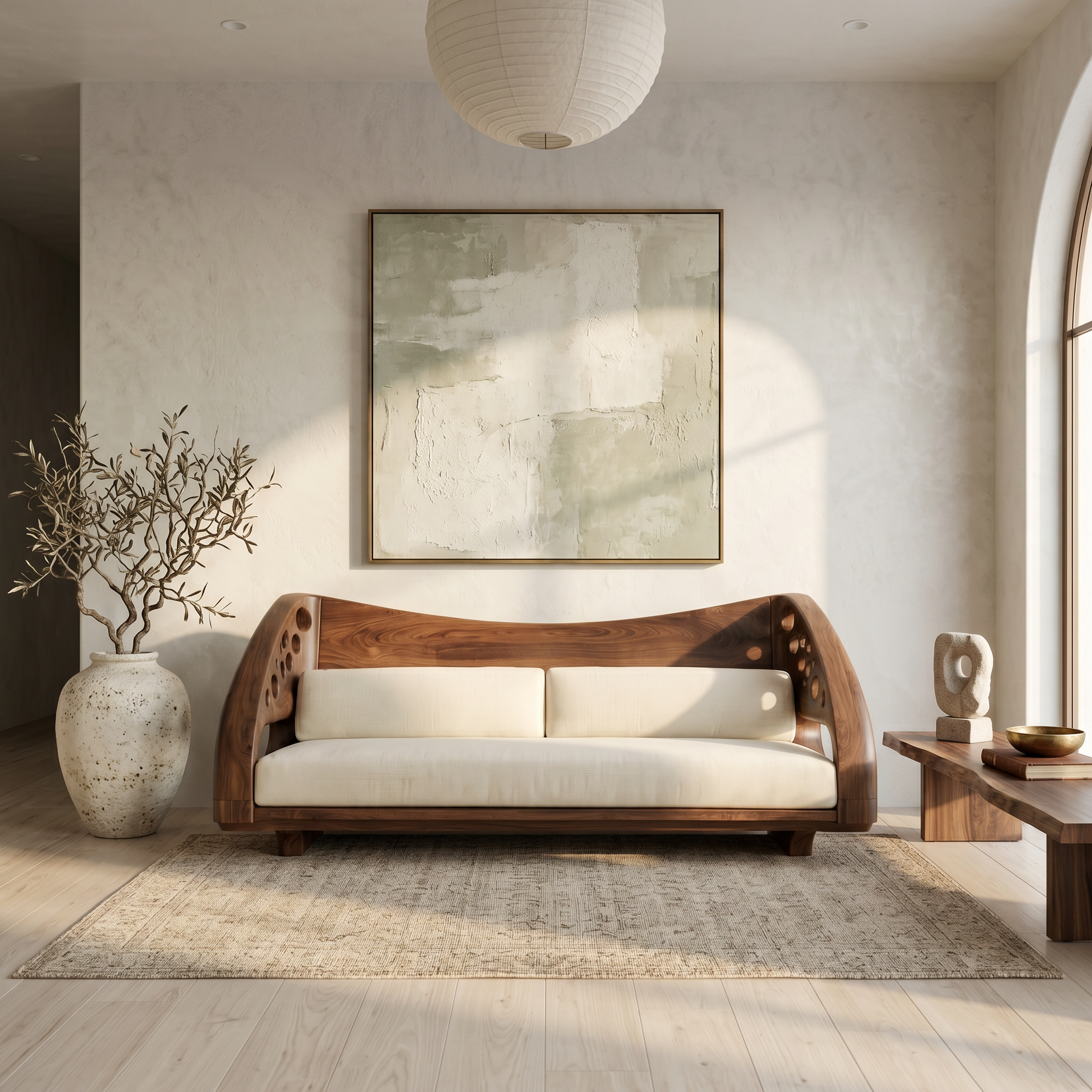 Organic Wooden Sofa Frame With Handcrafted Artistic Design