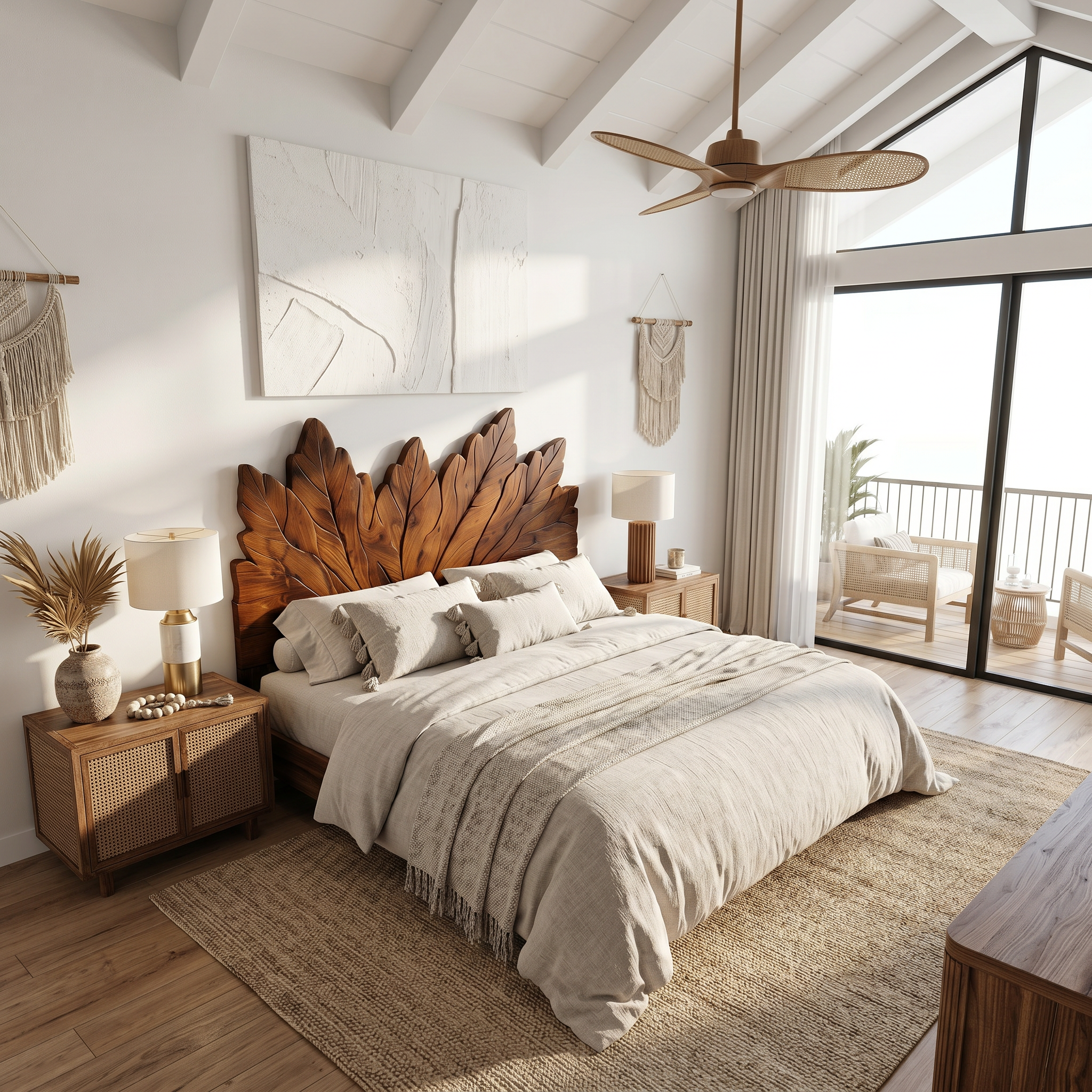 Rustic Leaf Inspired Headboard Wooden Bed Headboard For Bedroom