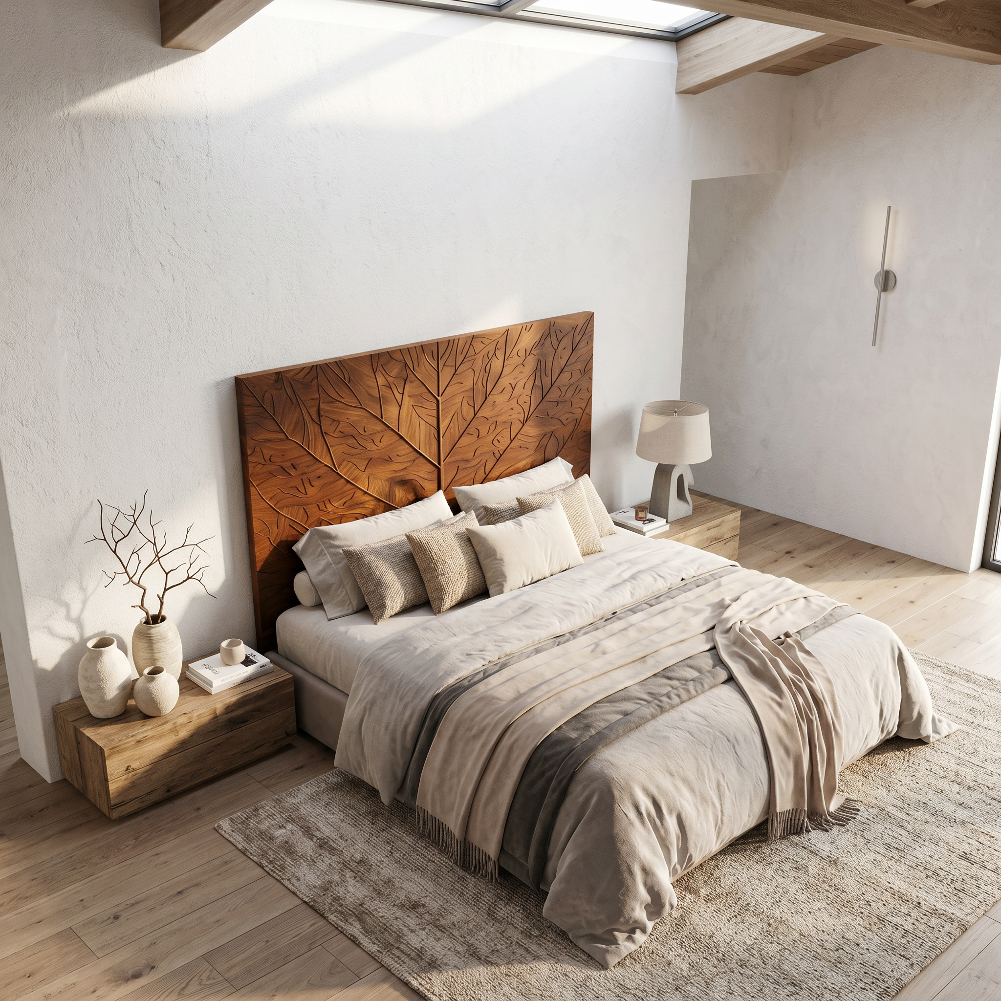 Contemporary Tree Ring Headboard Wooden Bed Headboard For Bedroom