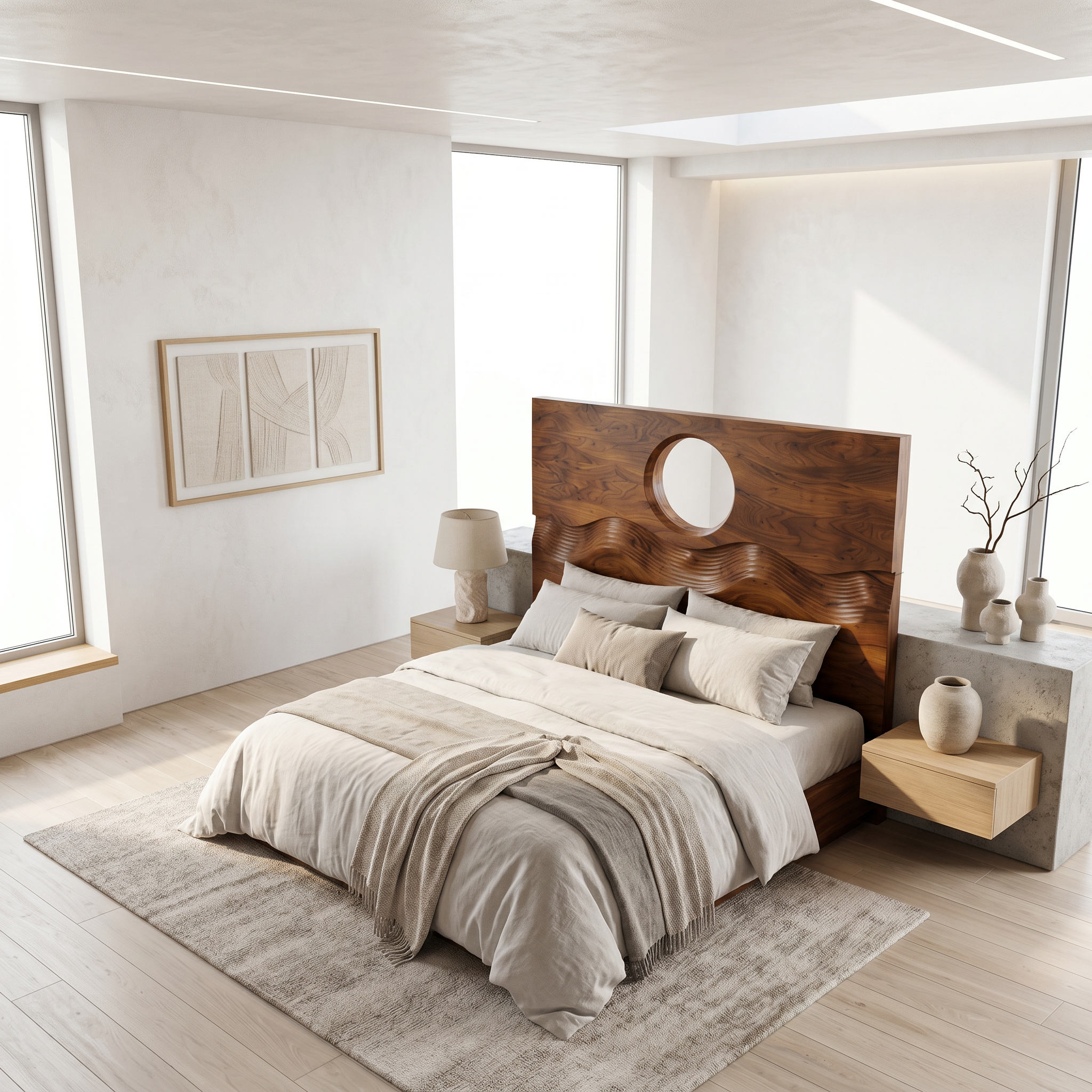 Organic Moon Cutout Headboard Wooden Bed Headboard For Bedroom