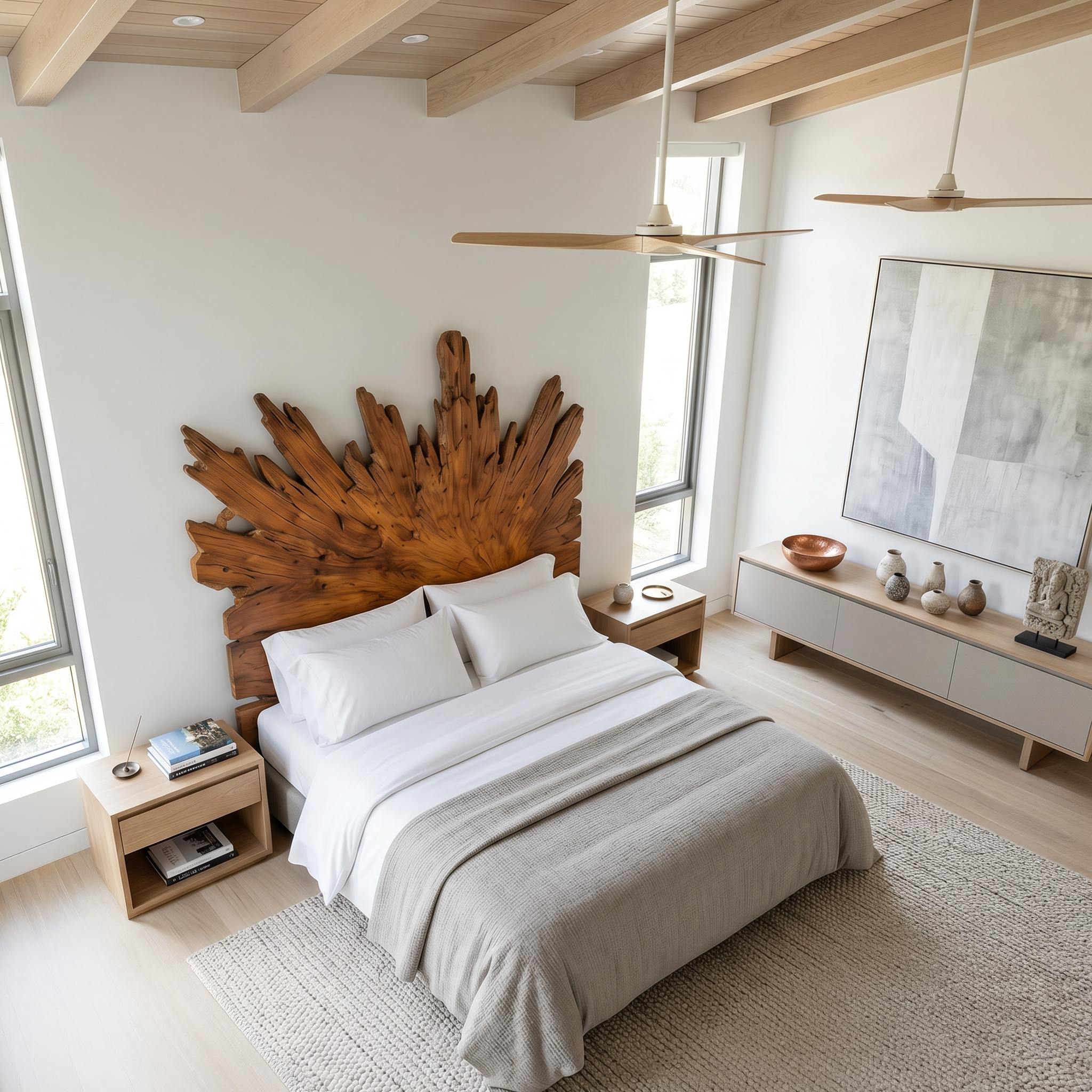 Art Deco Sunburst Headboard Wooden Bed Headboard For Bedroom