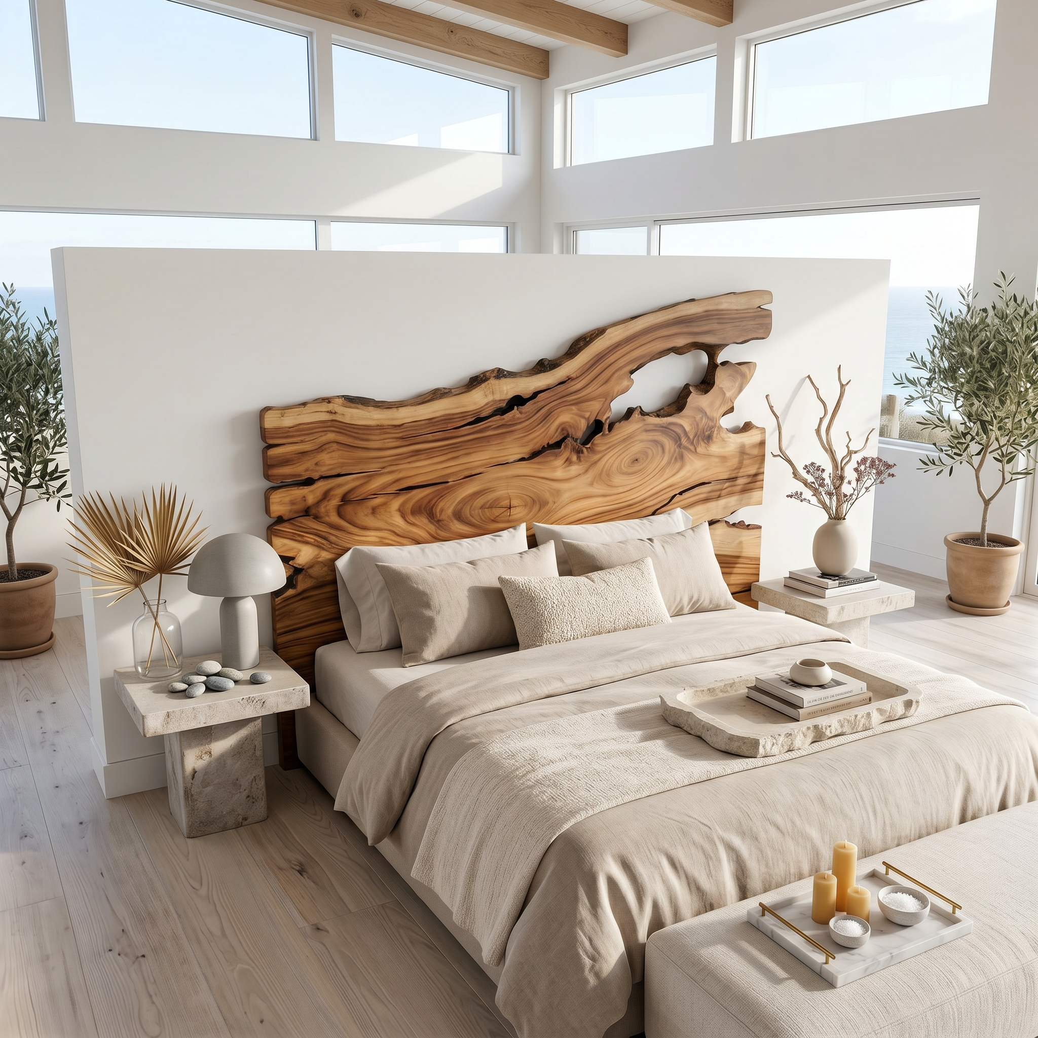Organic Driftwood Headboard Wooden Bed Headboard For Bedroom