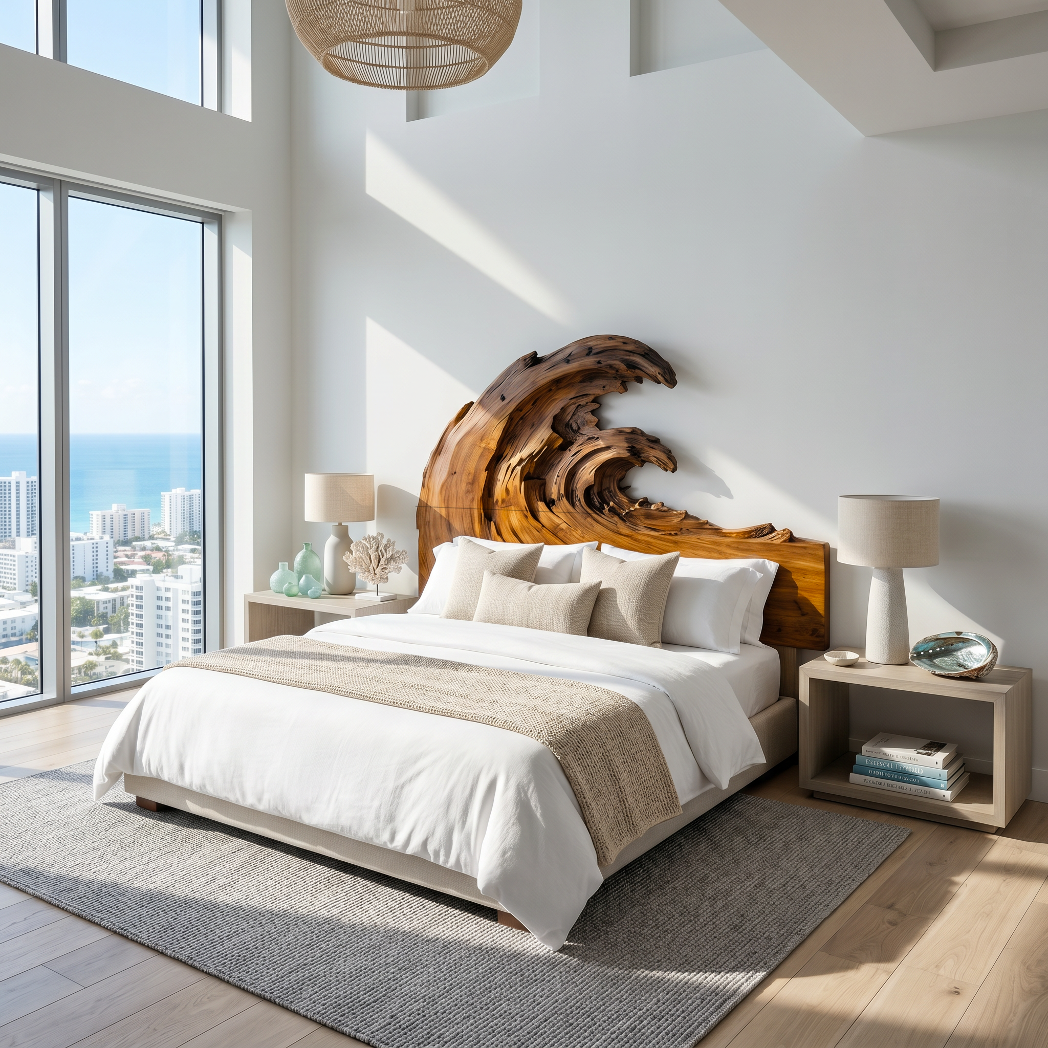Organic Flowing Grain Headboard Wooden Bed Headboard For Bedroom