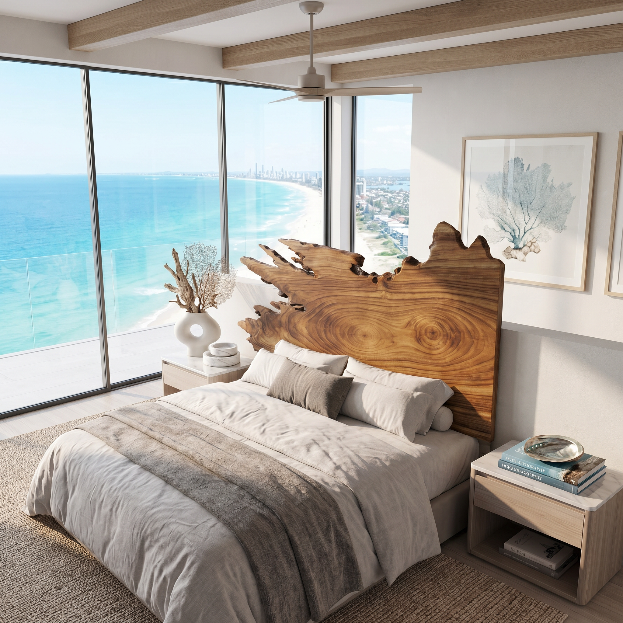 Organic Split Edge Headboard Wooden Bed Headboard For Bedroom