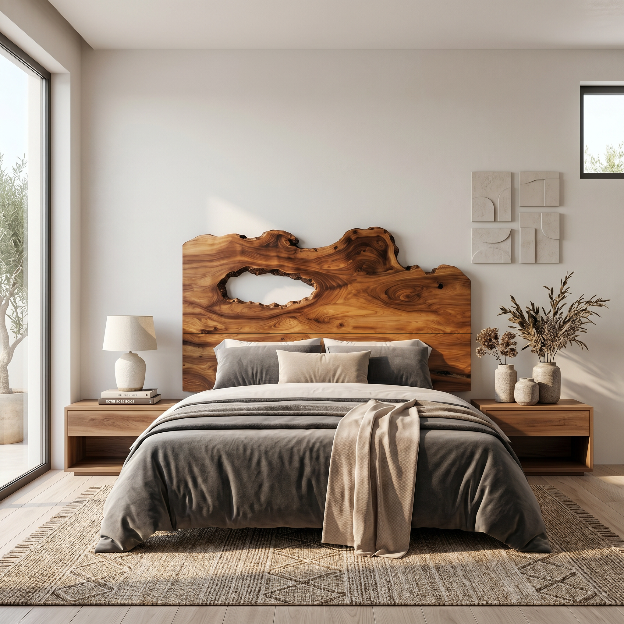 Rustic Natural Knot Headboard Wooden Bed Headboard For Bedroom