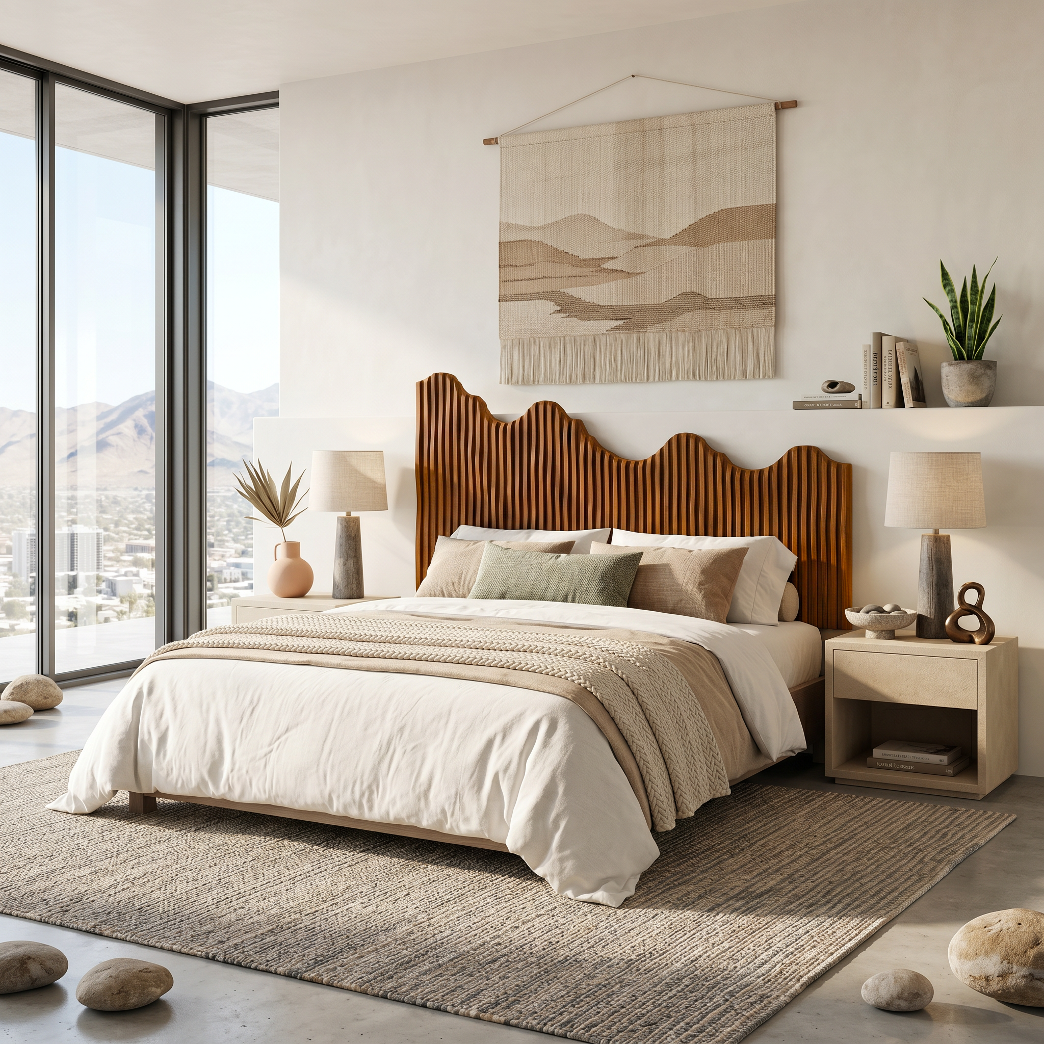 Organic Mountain Landscape Headboard Wooden Bed Headboard For Bedroom