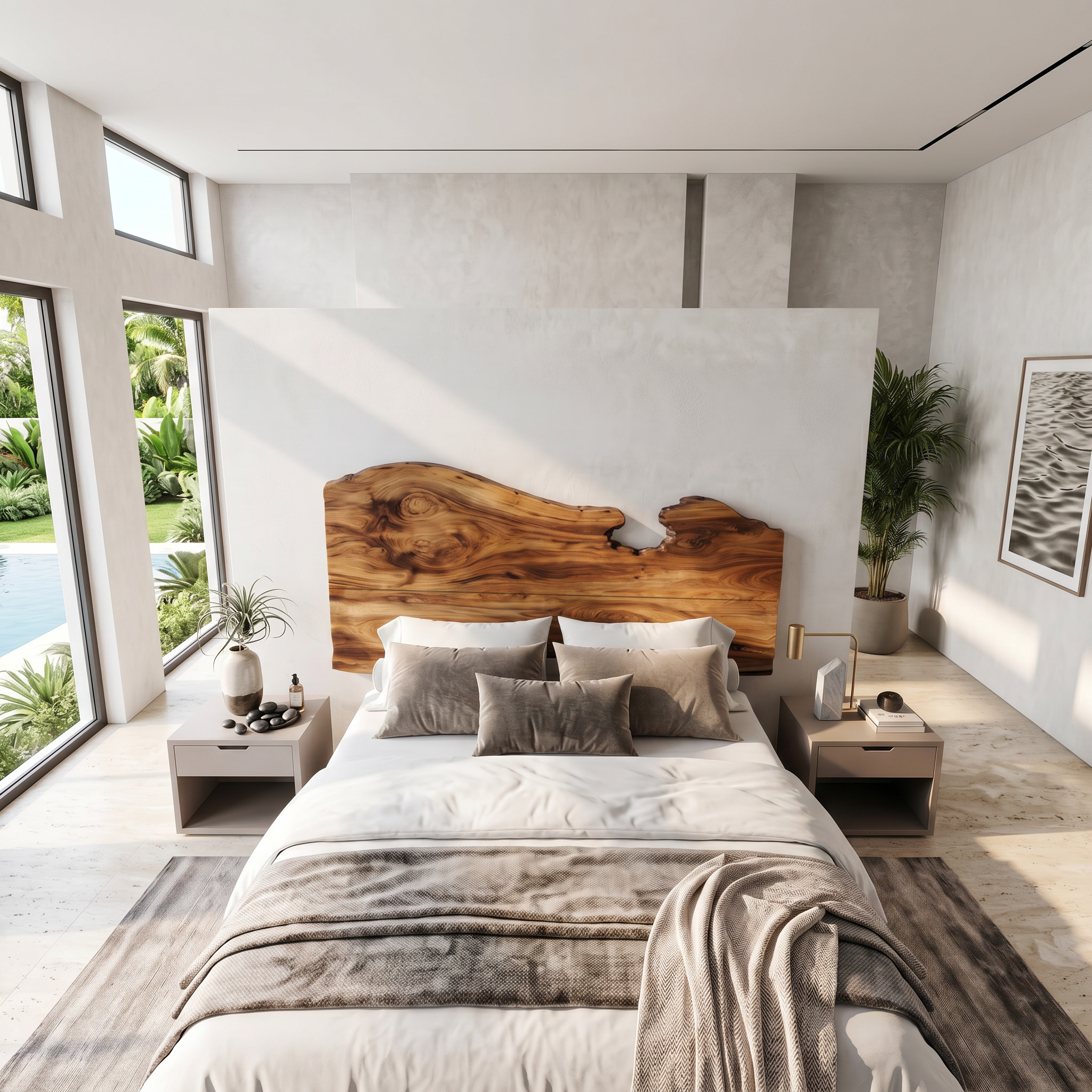 Contemporary Live Edge Headboard Wooden Bed Headboard For Bedroom