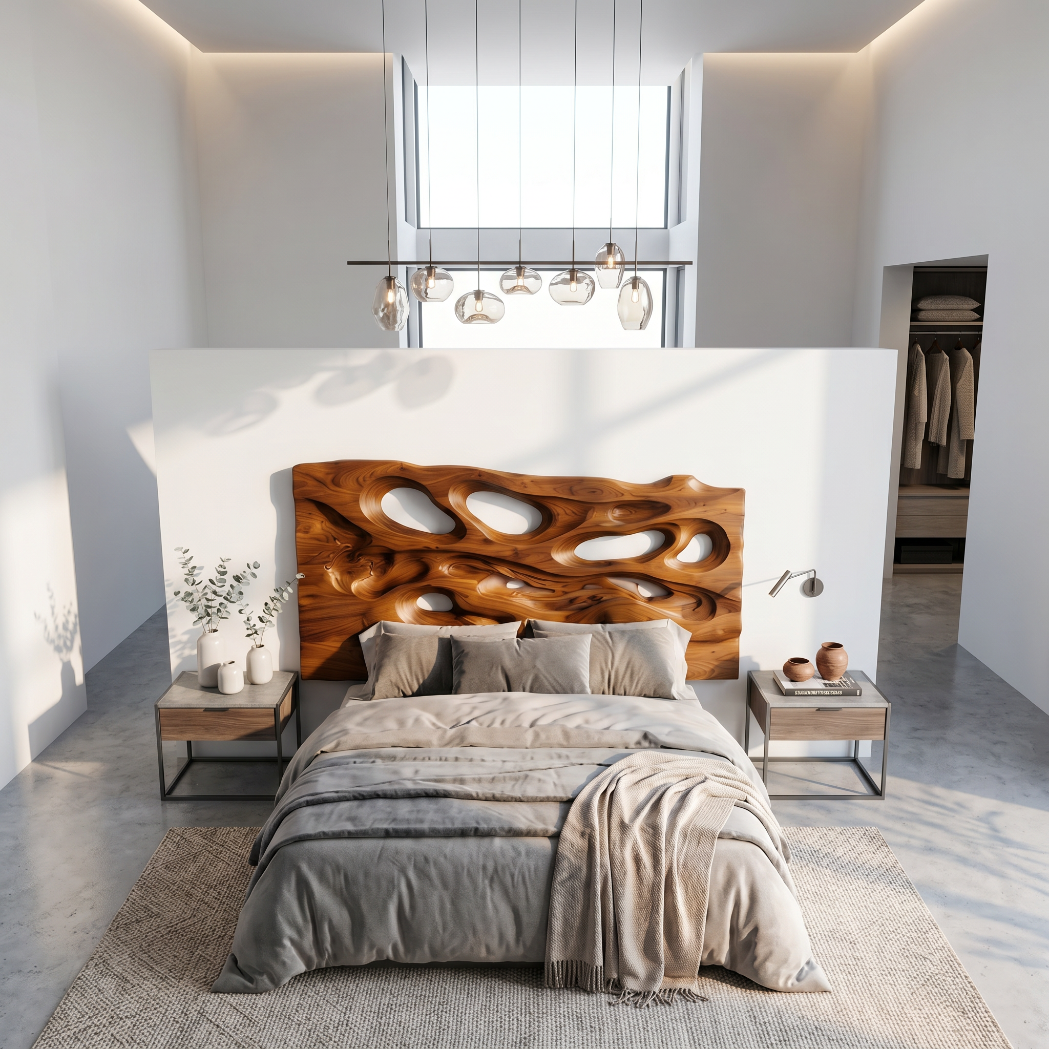 Contemporary Cutout Headboard Wooden Bed Headboard For Bedroom