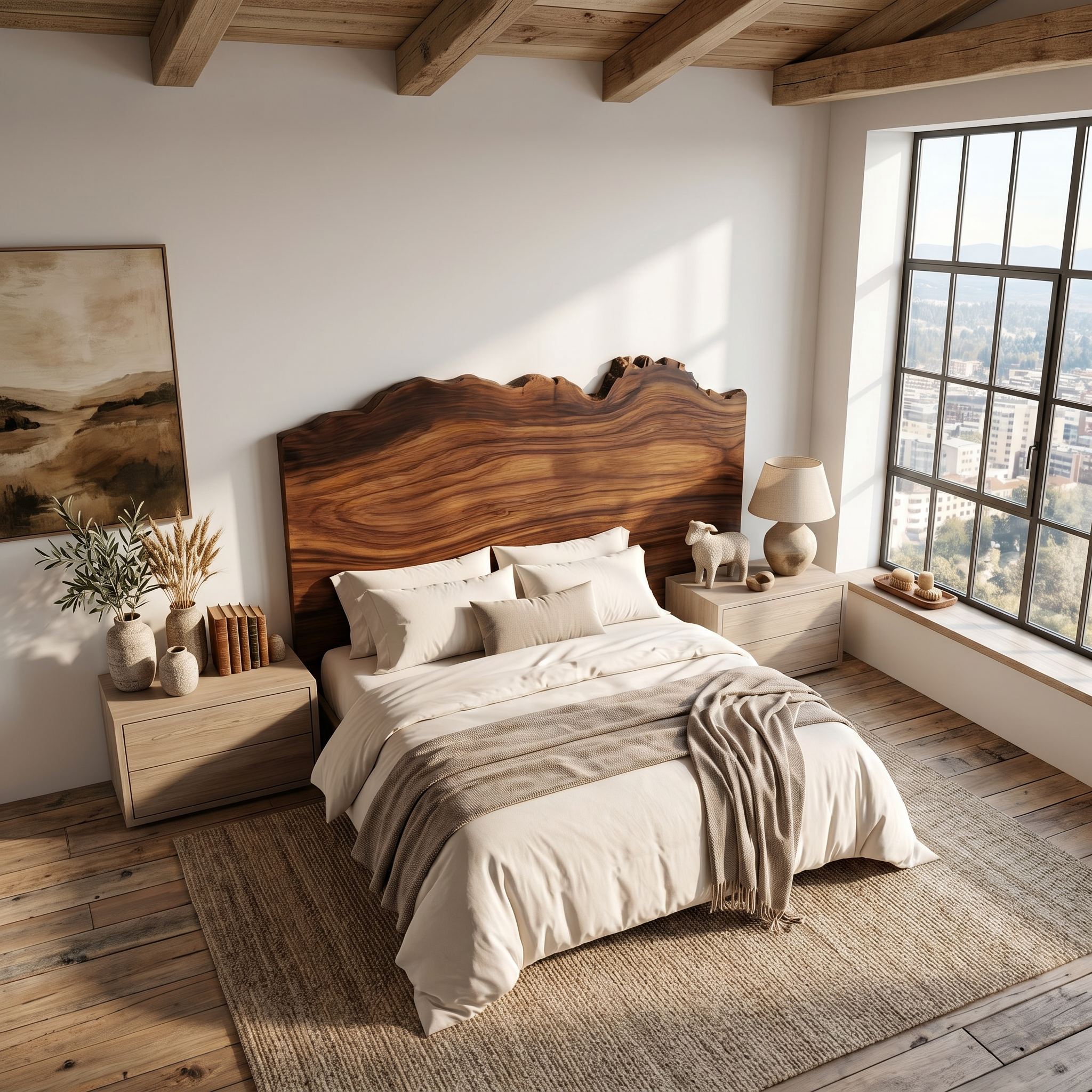 Organic Natural Edge Headboard Wooden Bed Headboard For Bedroom