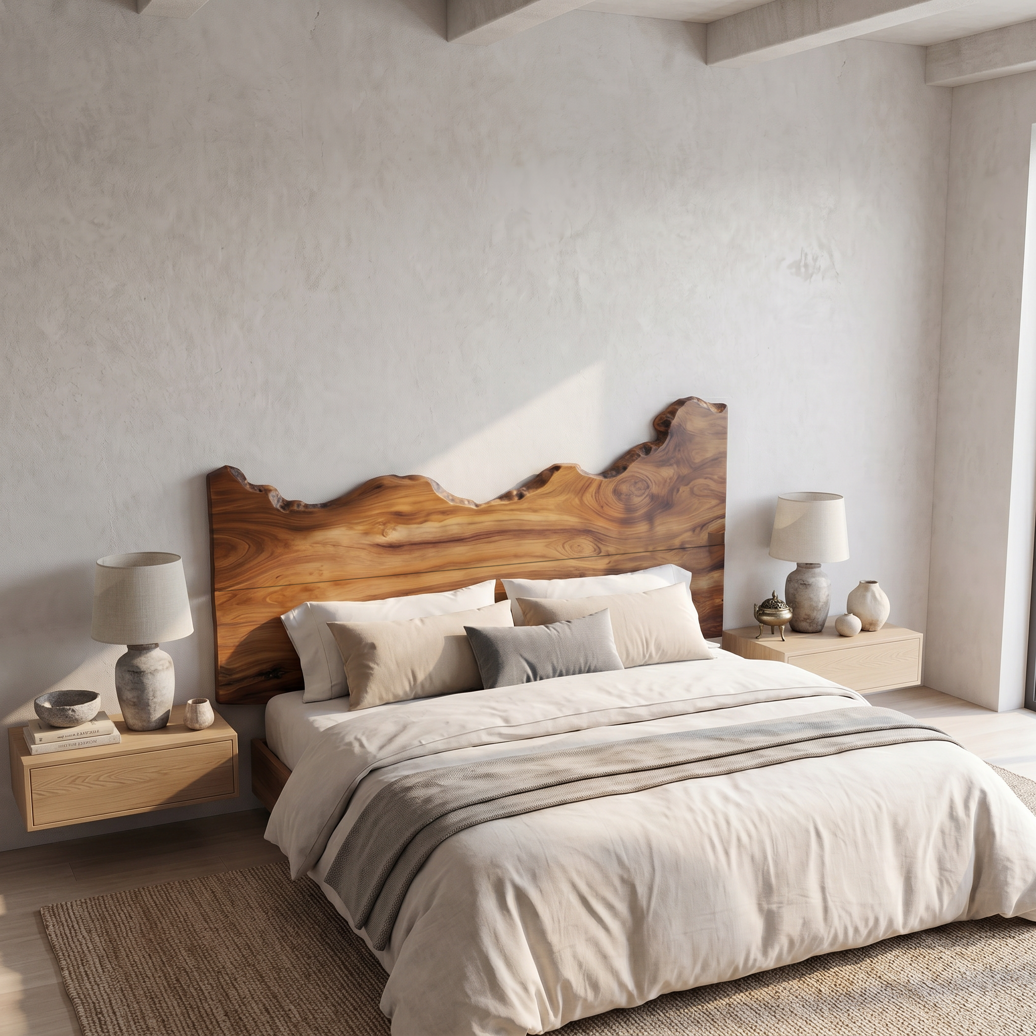 Contemporary Live Edge Wood Headboard For Bedroom