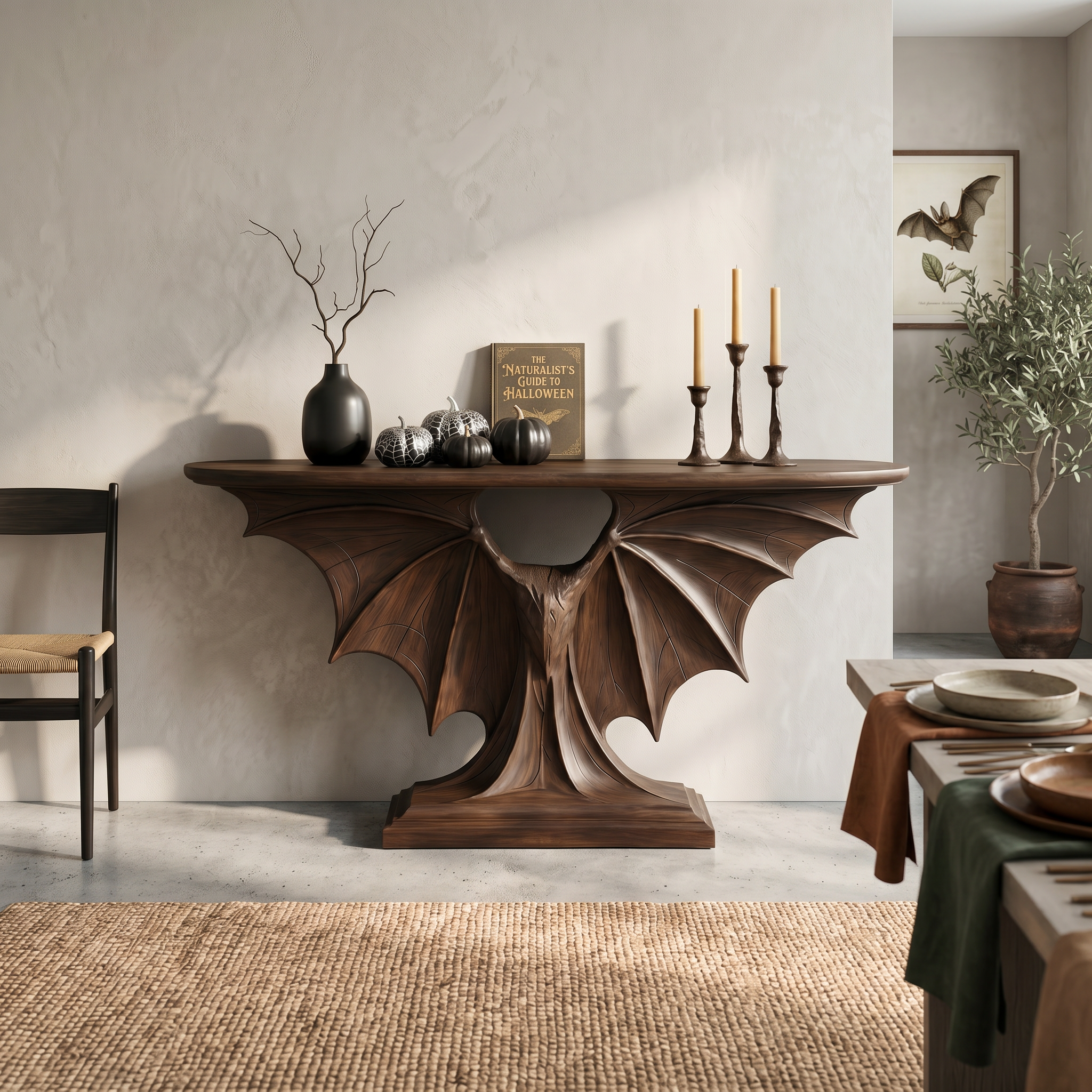 Modern Console Table Handcrafted Sculptural Design For Living Room Entryway