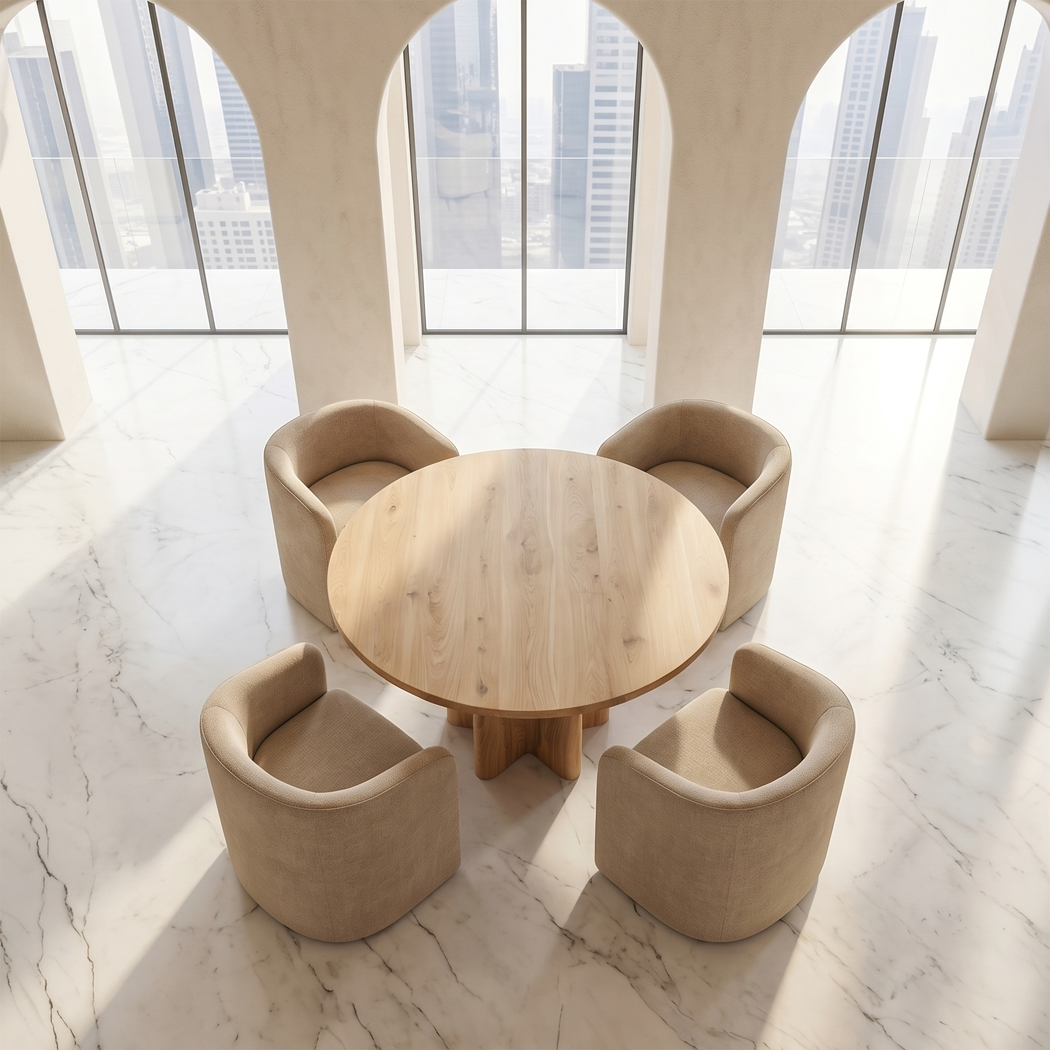 Organic Foyer Table With Sculptural Solid Wood Pedestal Base For Entryway