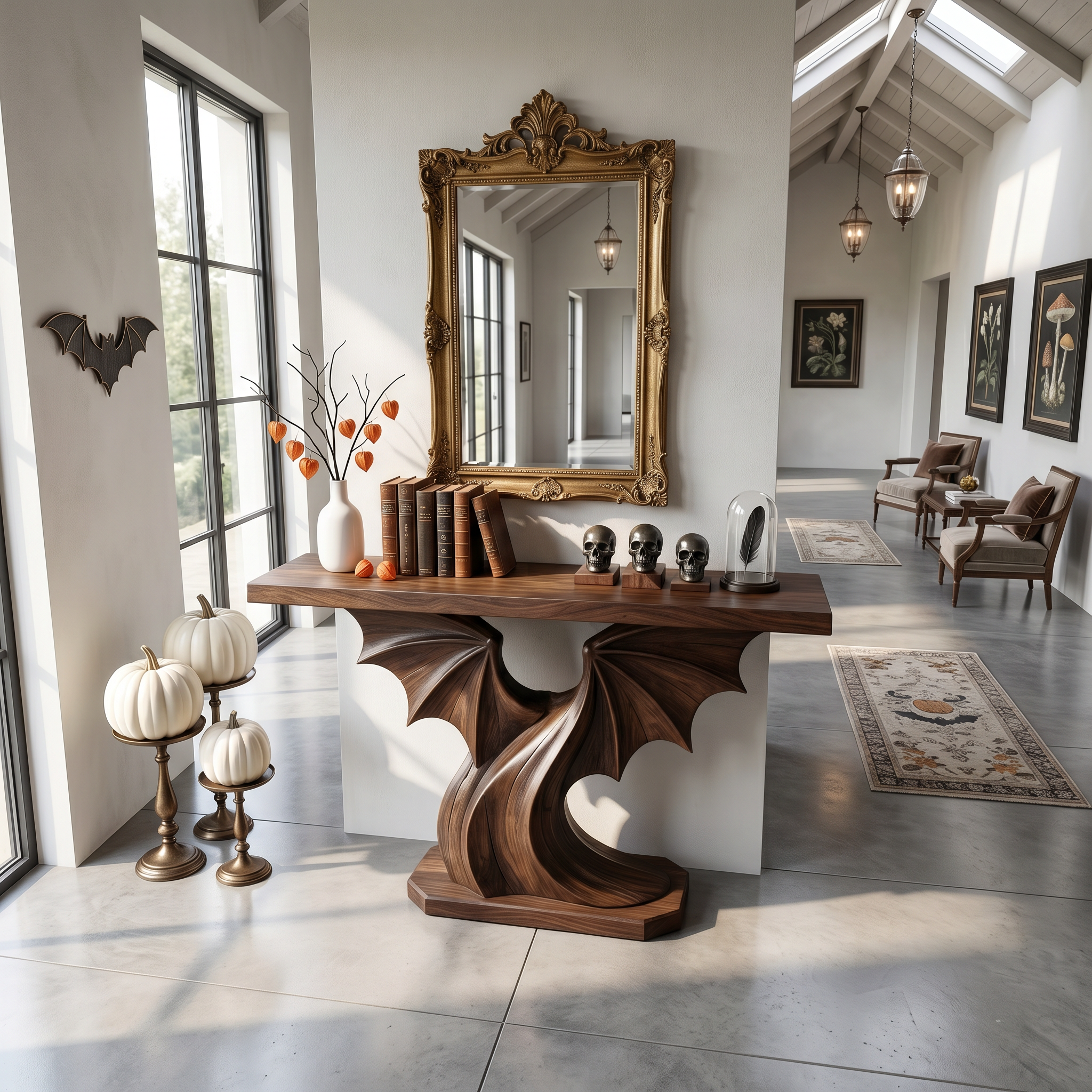 Modern Console Table Handcrafted Organic Sculptural Design For Entryway Hallway