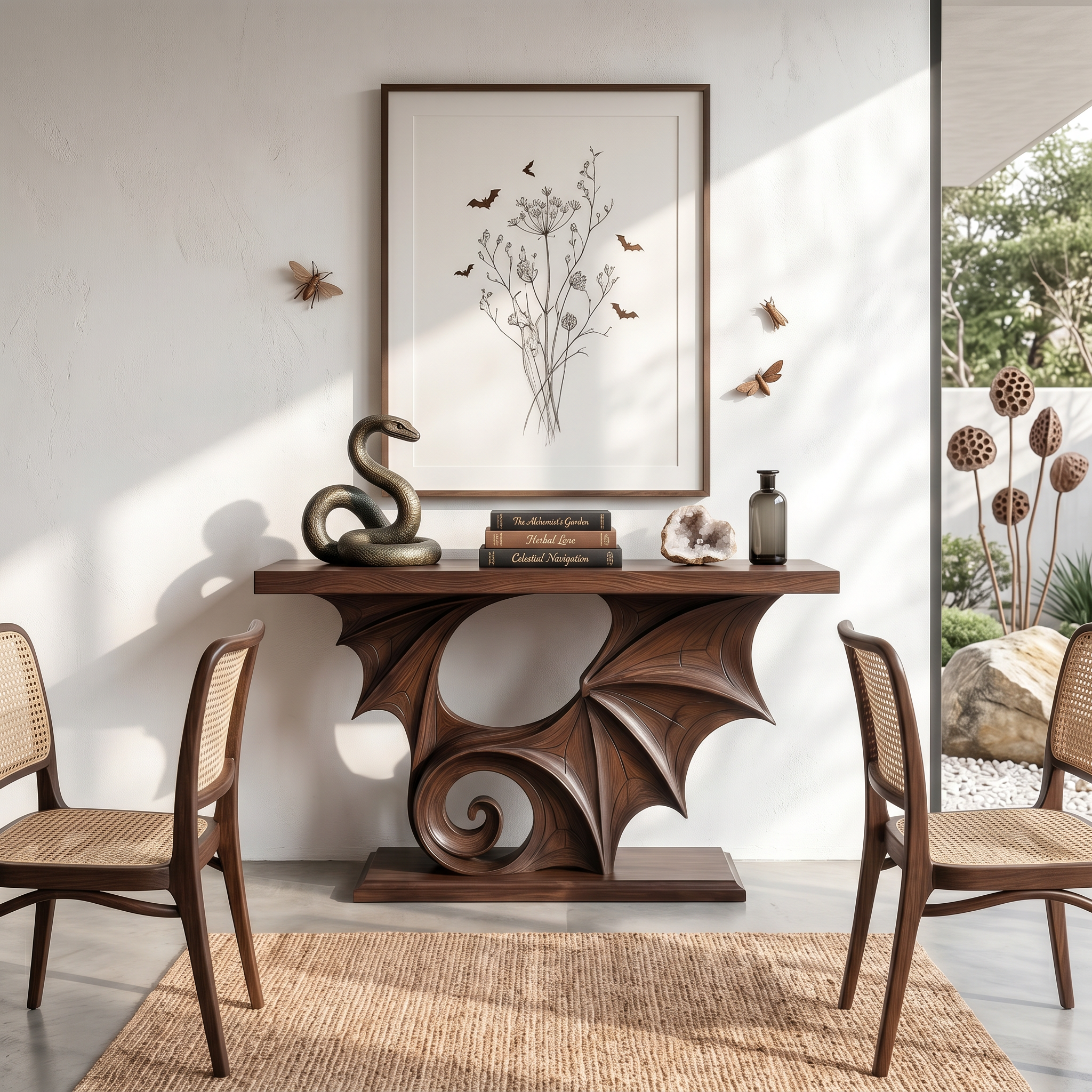 Sculptural Console Table Handcrafted Gothic Style For Entryway Hallway