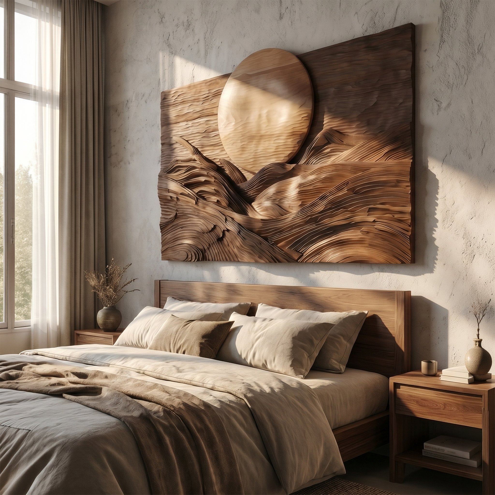 Rustic Mountain Sunrise Wooden Wall Art For Living Room And Bedroom