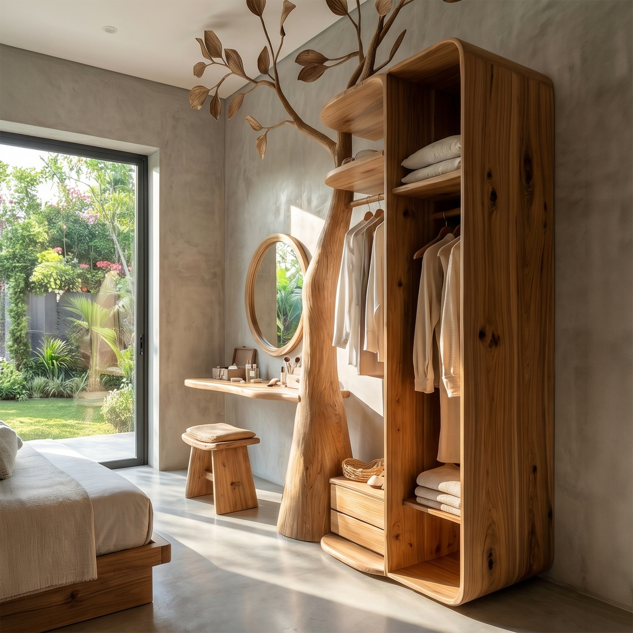 Rustic Tree Coat Rack Wall Mount Vanity Bedroom And Dressing Room
