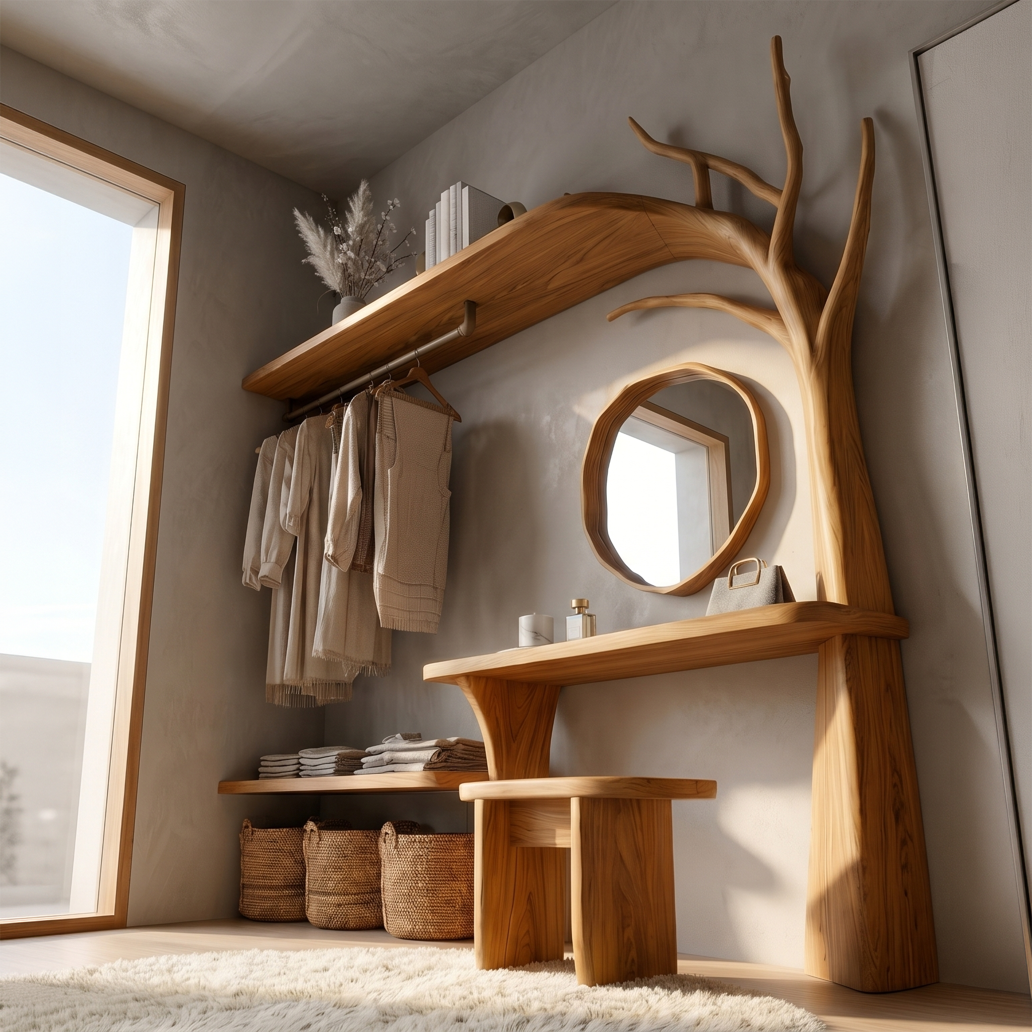 Organic Tree Coat Rack Wardrobe Vanity Bedroom And Dressing Room