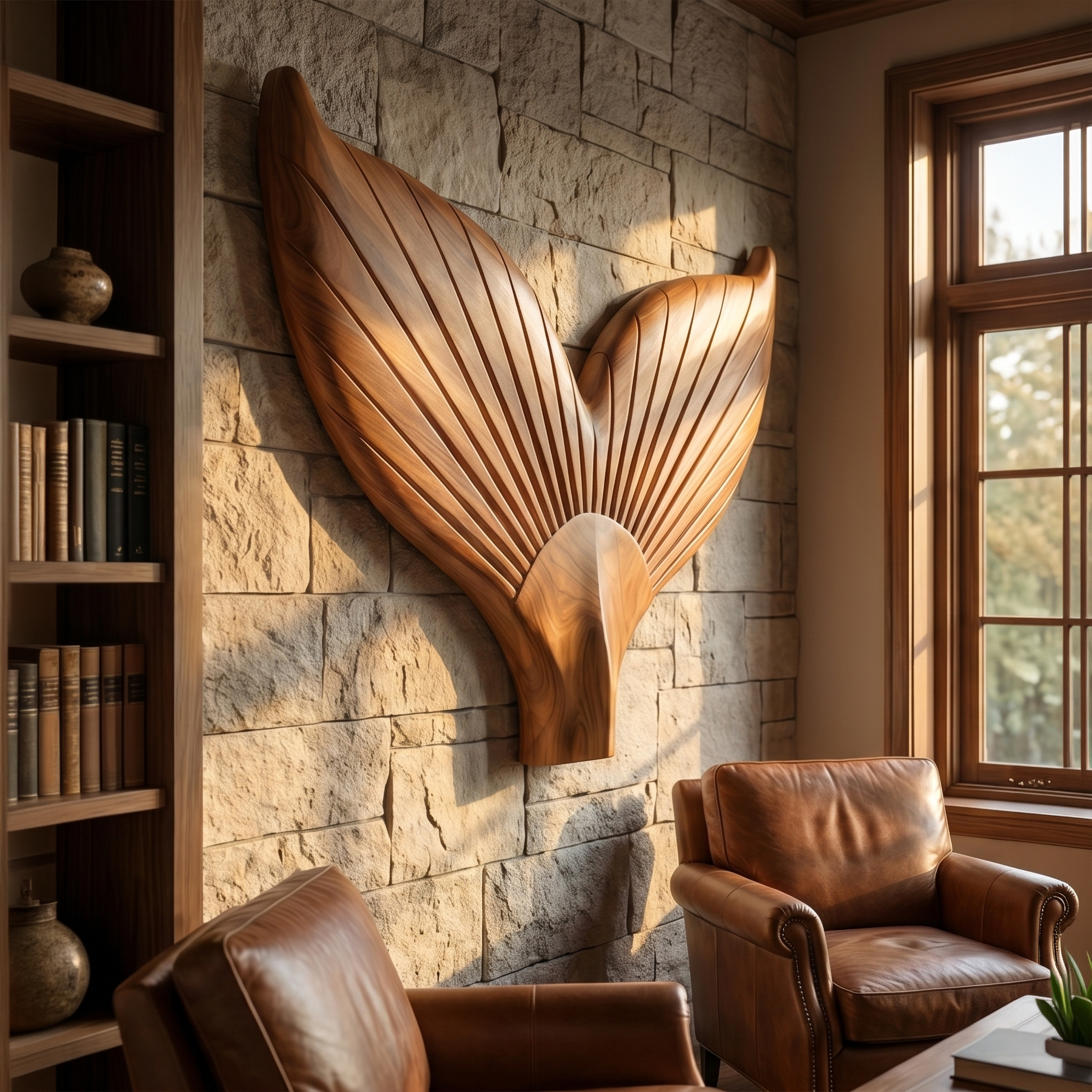 Angel Wings Wooden Wall Sculpture For Living Room And Entryway