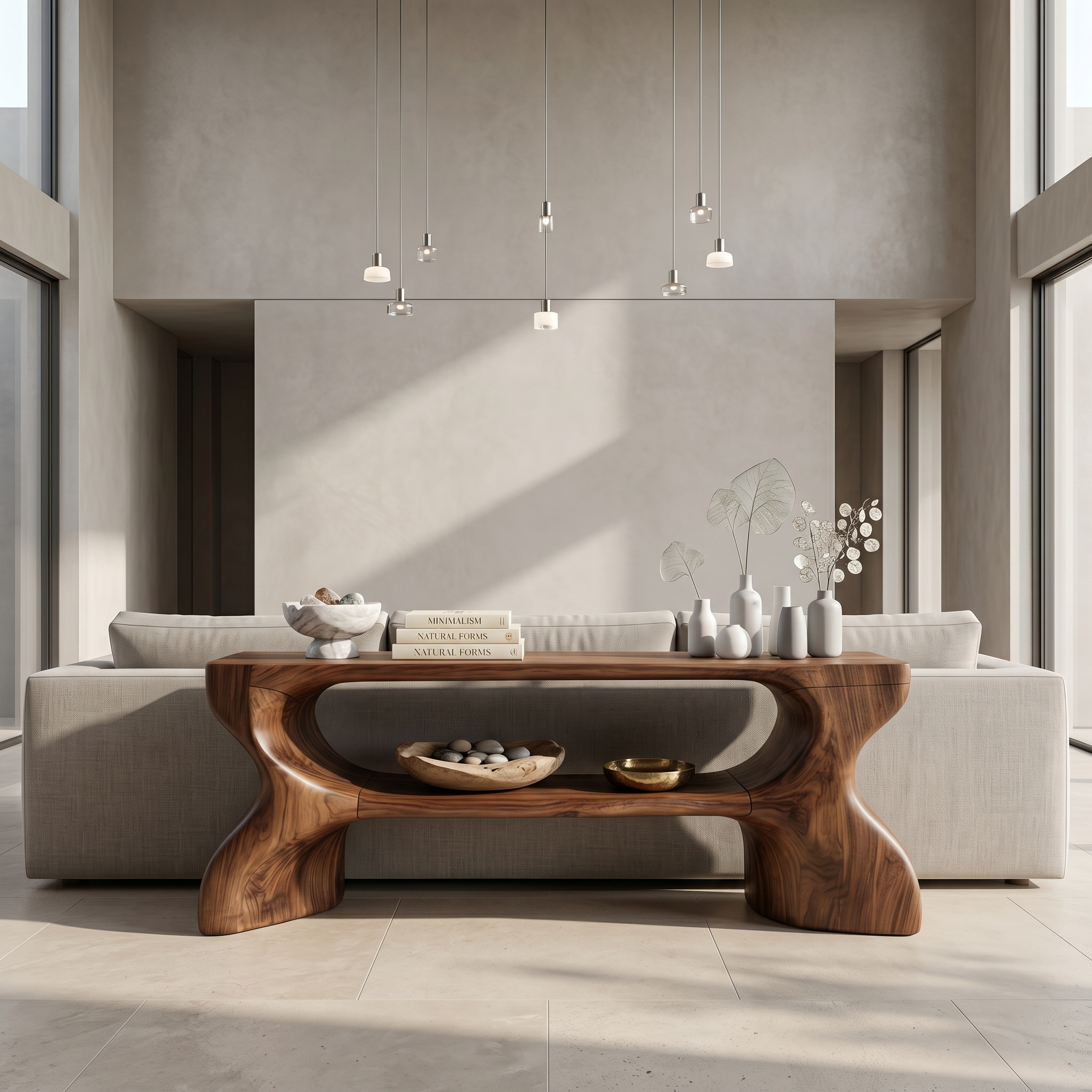 Contemporary Console Table With Architectural Curved Design For Entryway