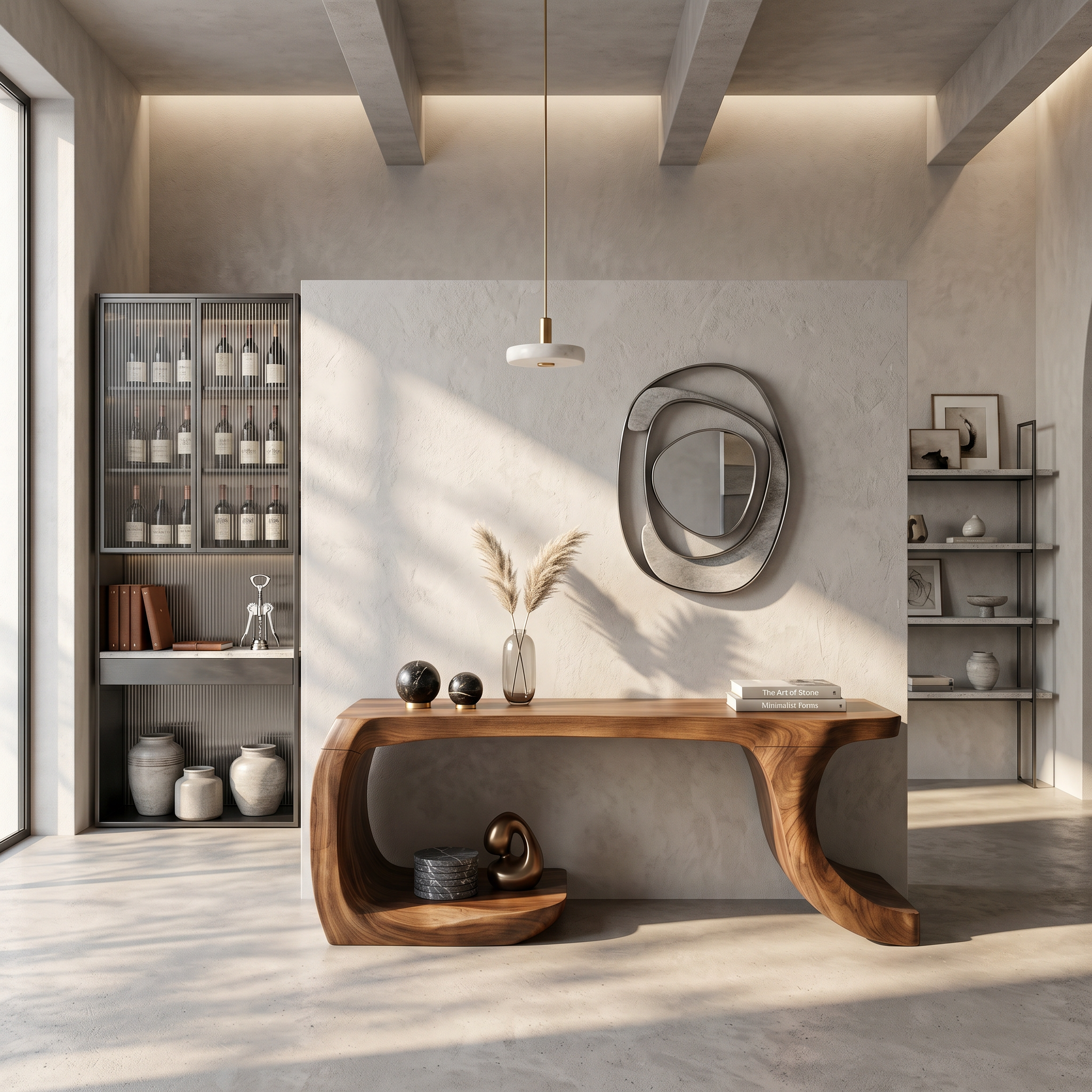 Modern Console Table With Organic Geometric Form For Hallway
