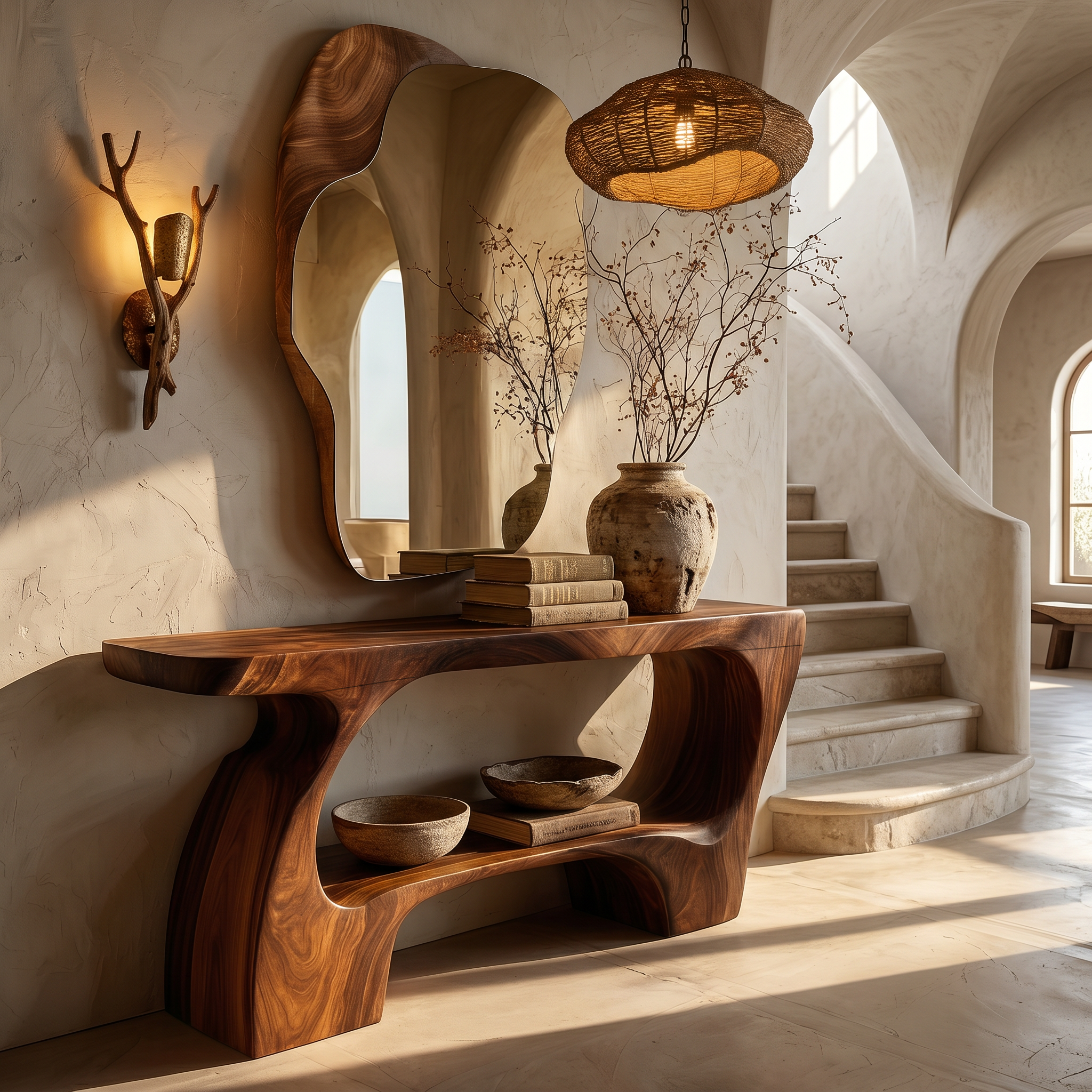 Contemporary Console Table With Artistic Open Structure For Living Room
