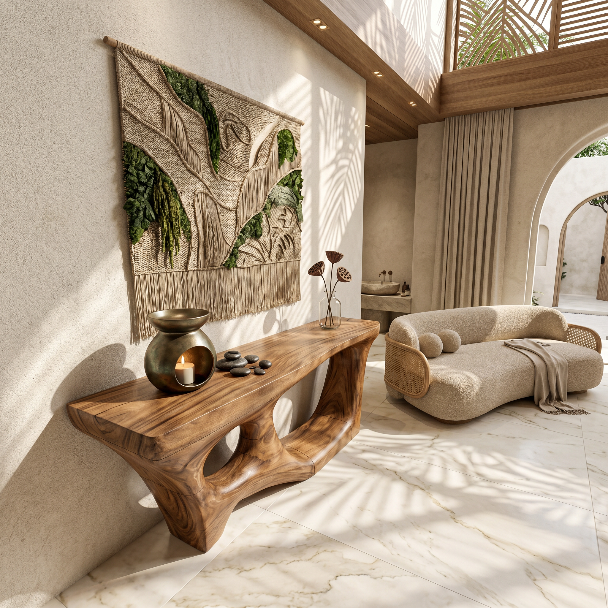Contemporary Console Table With Sculptural Curved Design For Hallway