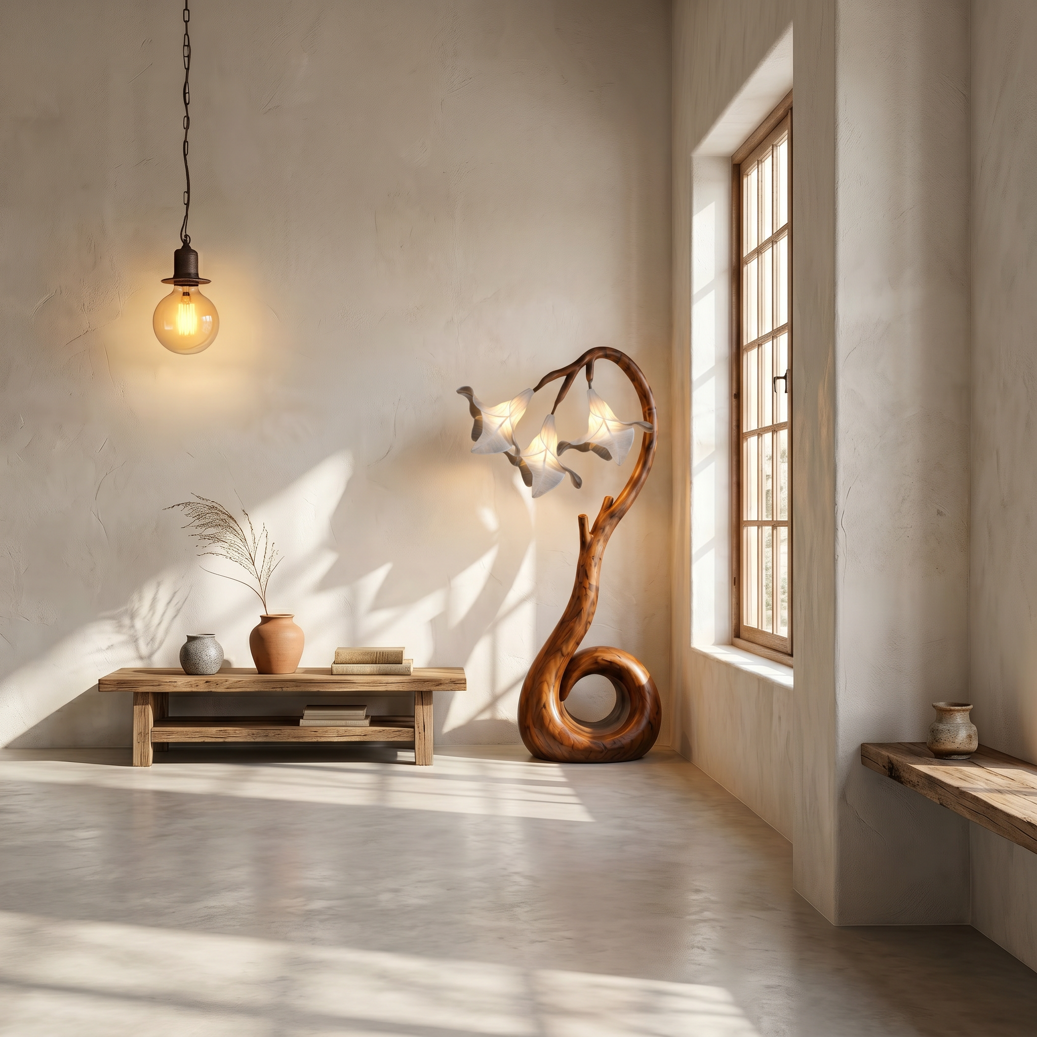 Modern Floor Lamp With Organic Flower Form For Bedroom And Lounge