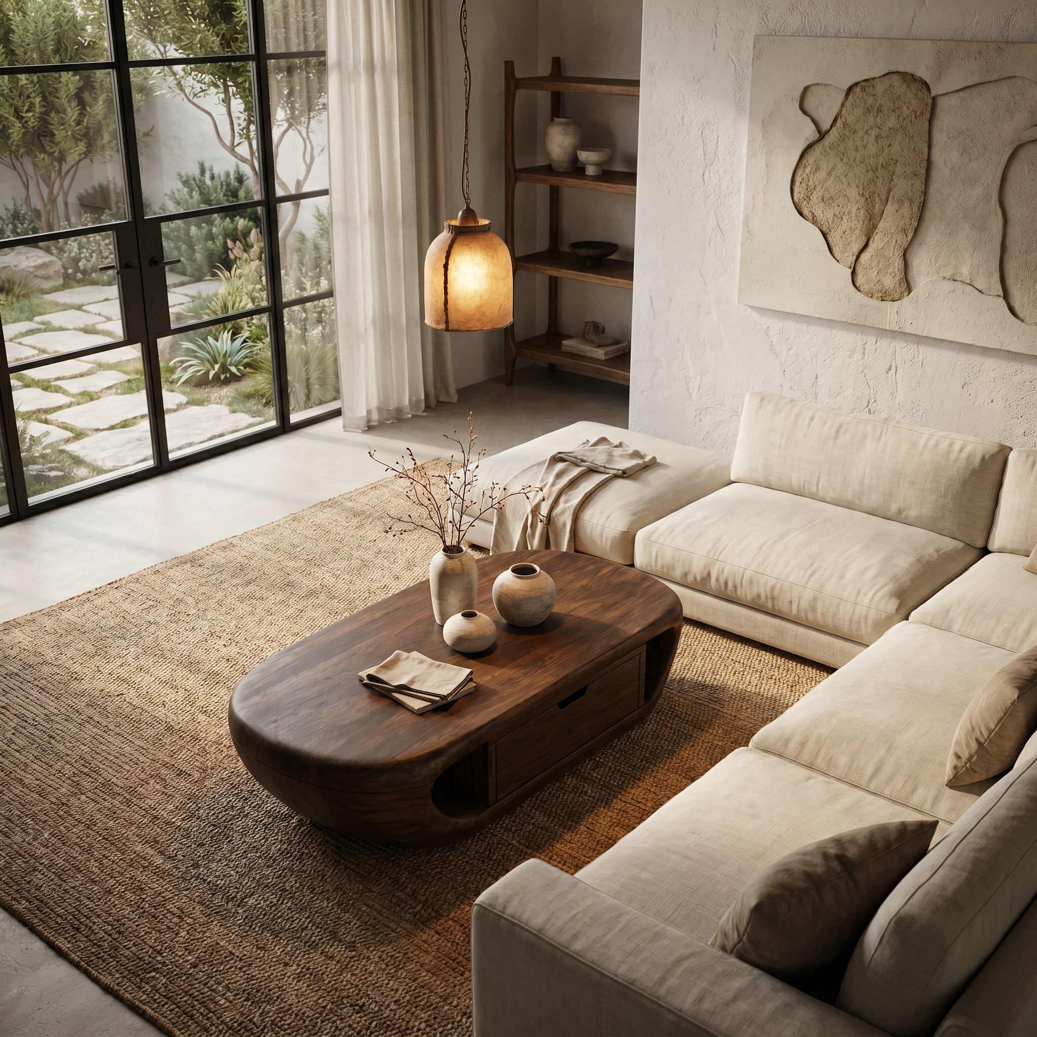 Modern Coffee Table With Built In Storage Shelf For Living Room