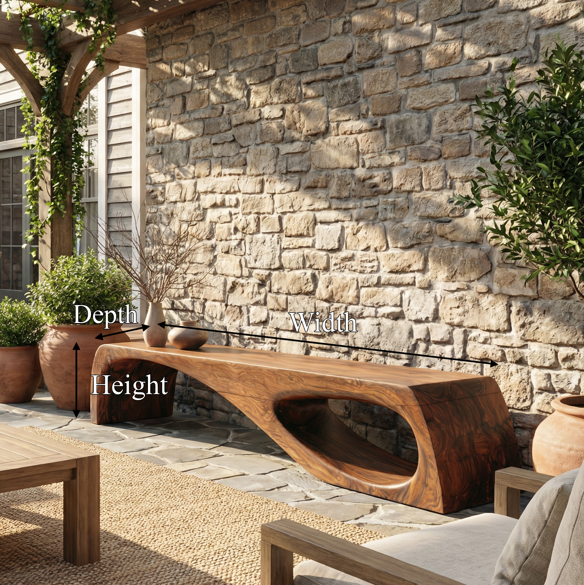 Modern Organic Garden Bench For Patio And Backyard Space